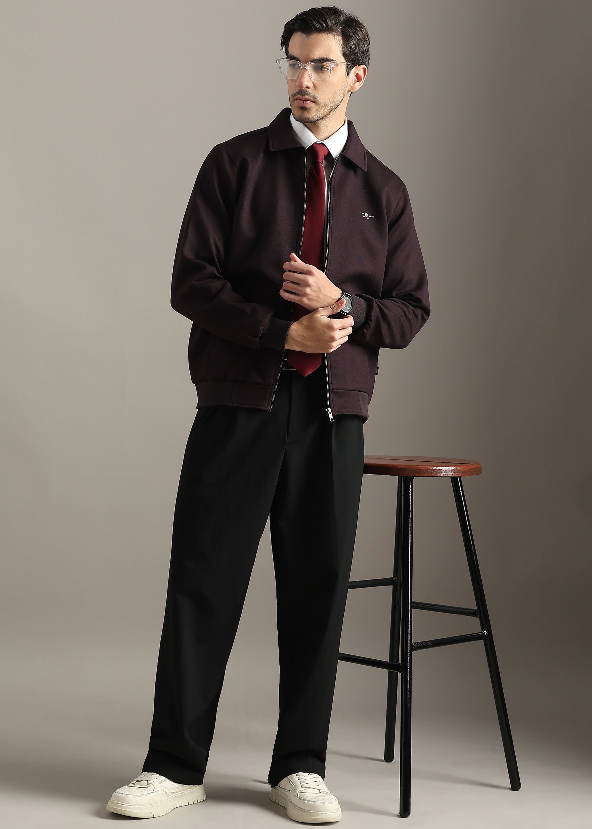 WINE STRUCTURED BLOUSON FORMAL FULL SLEEVE JACKET