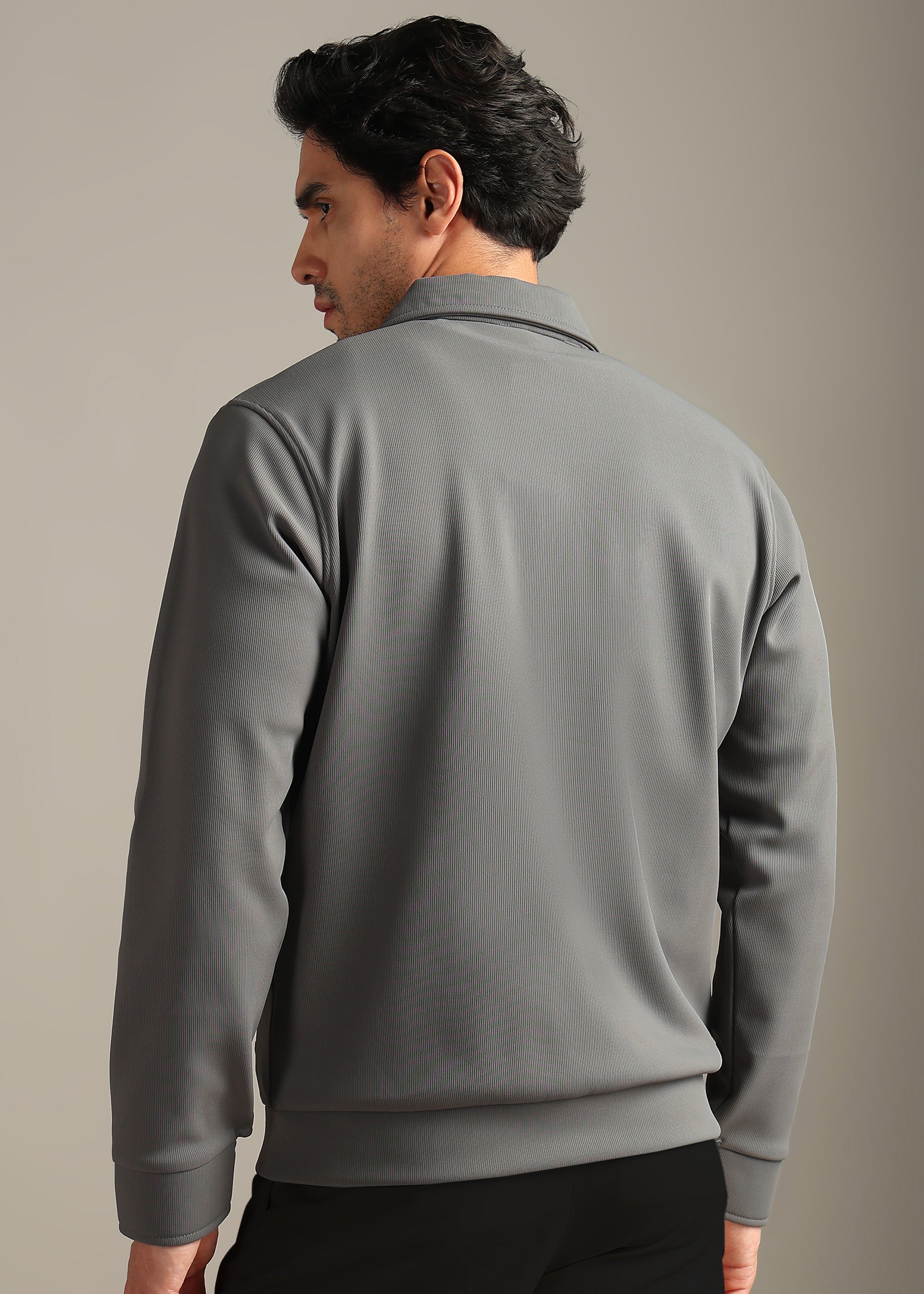 GREY SOLID PREMIUM WARMTH + ZIPPER SHACKET