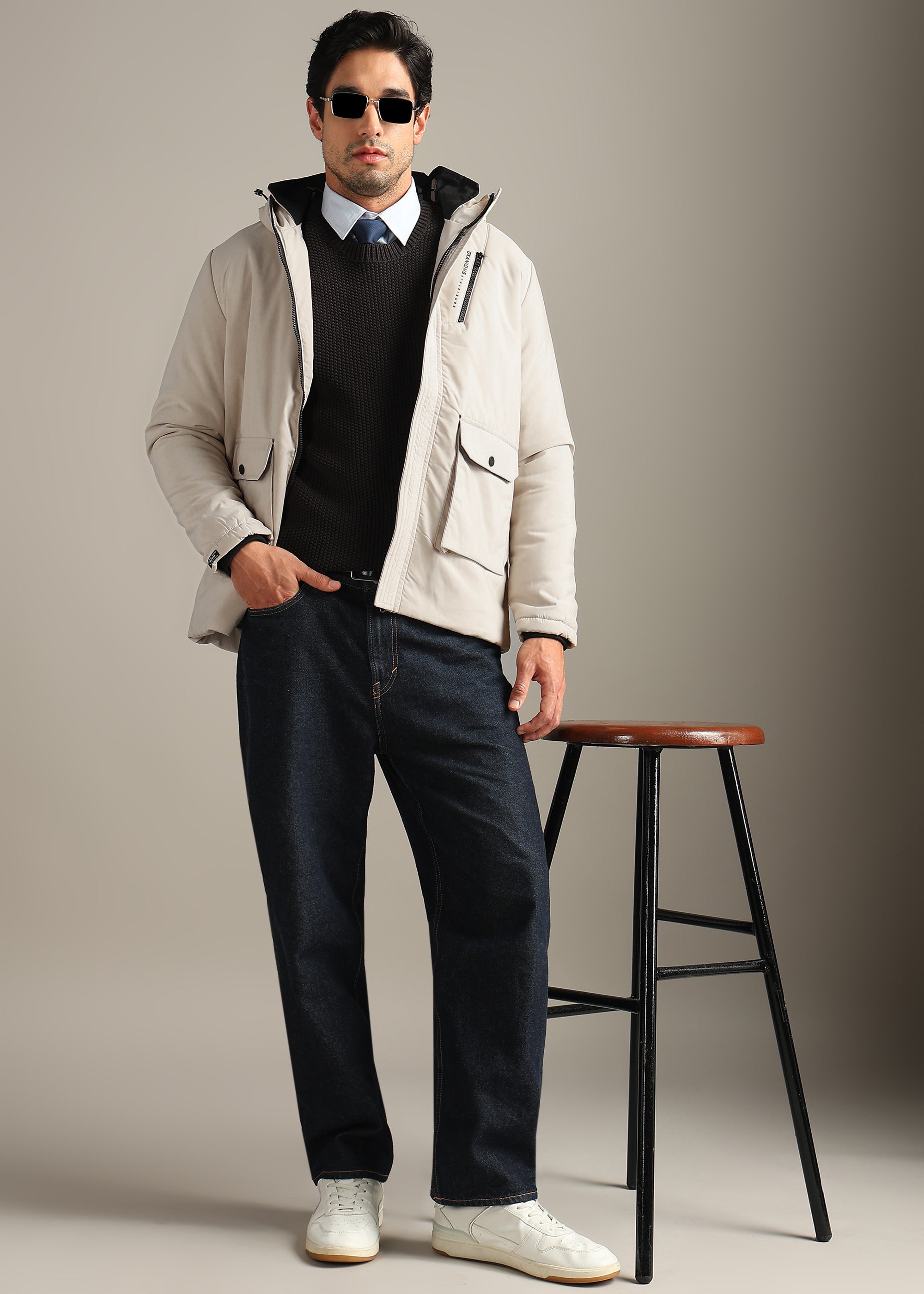 FAWN SOLID POLYESTER SKY FULL SLEEVE JACKET