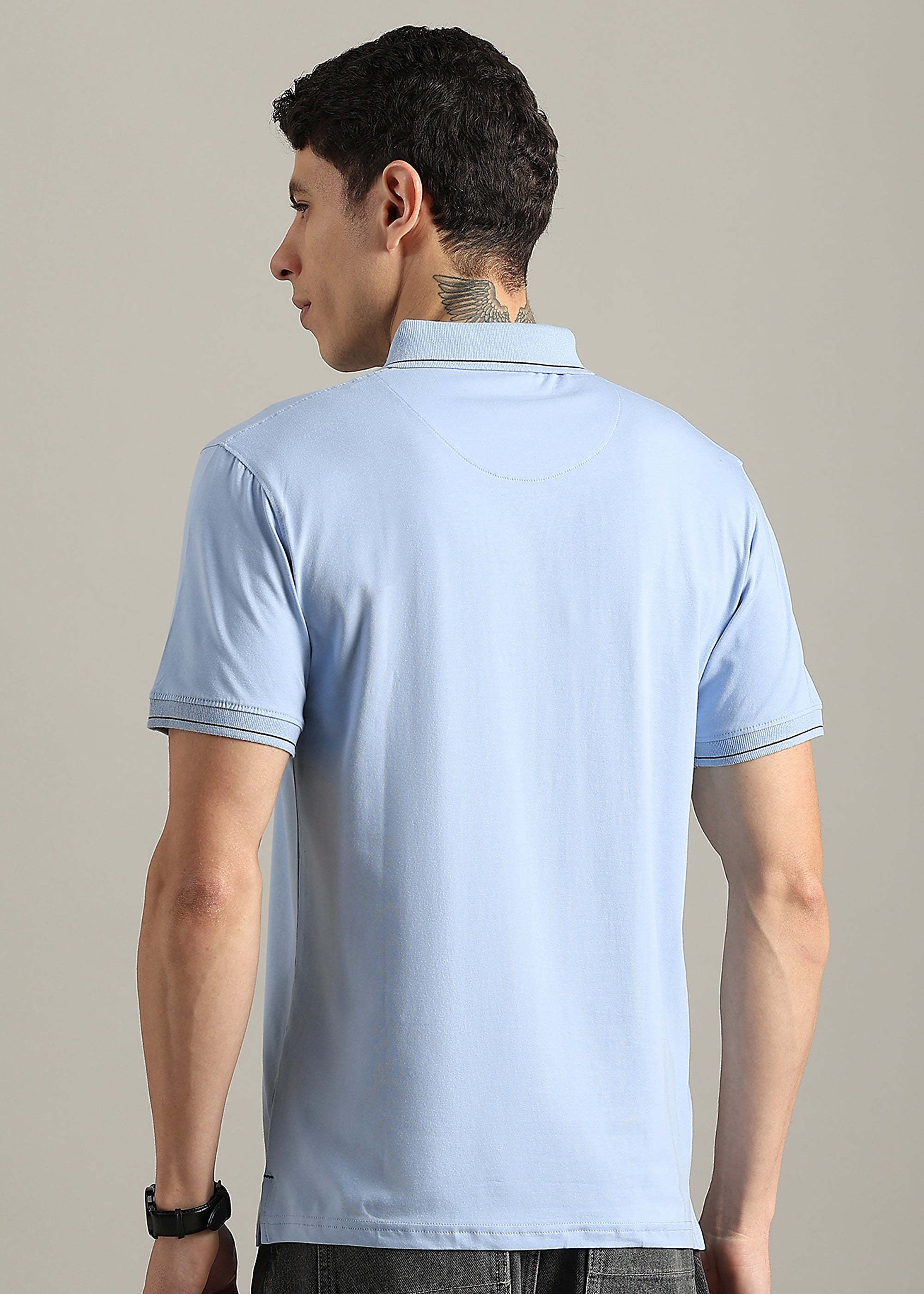 SKY SOLID COTTON ELASTANE POLO TEE