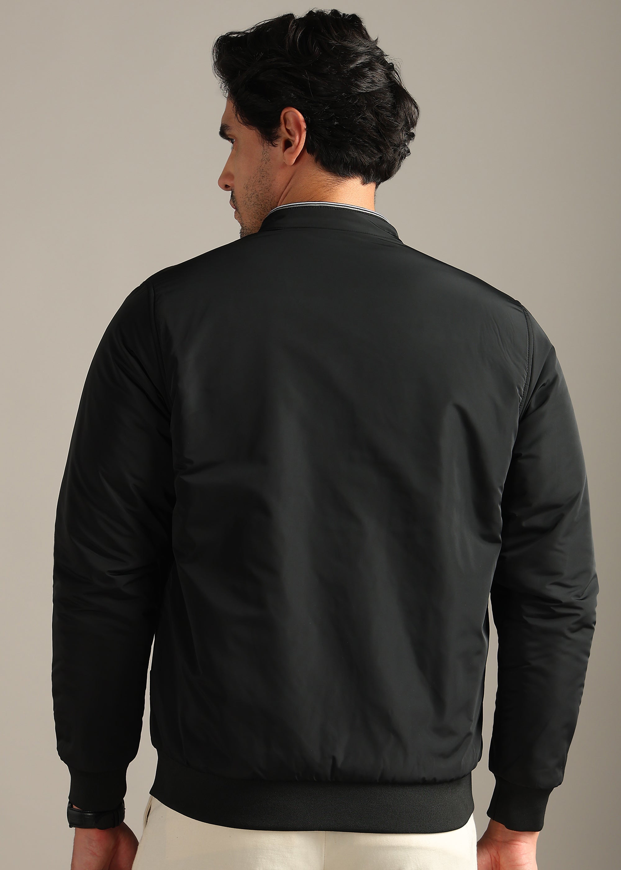BLACK SOLID  REVERSIBLE WITH SWEAT SHIRT INSIDE