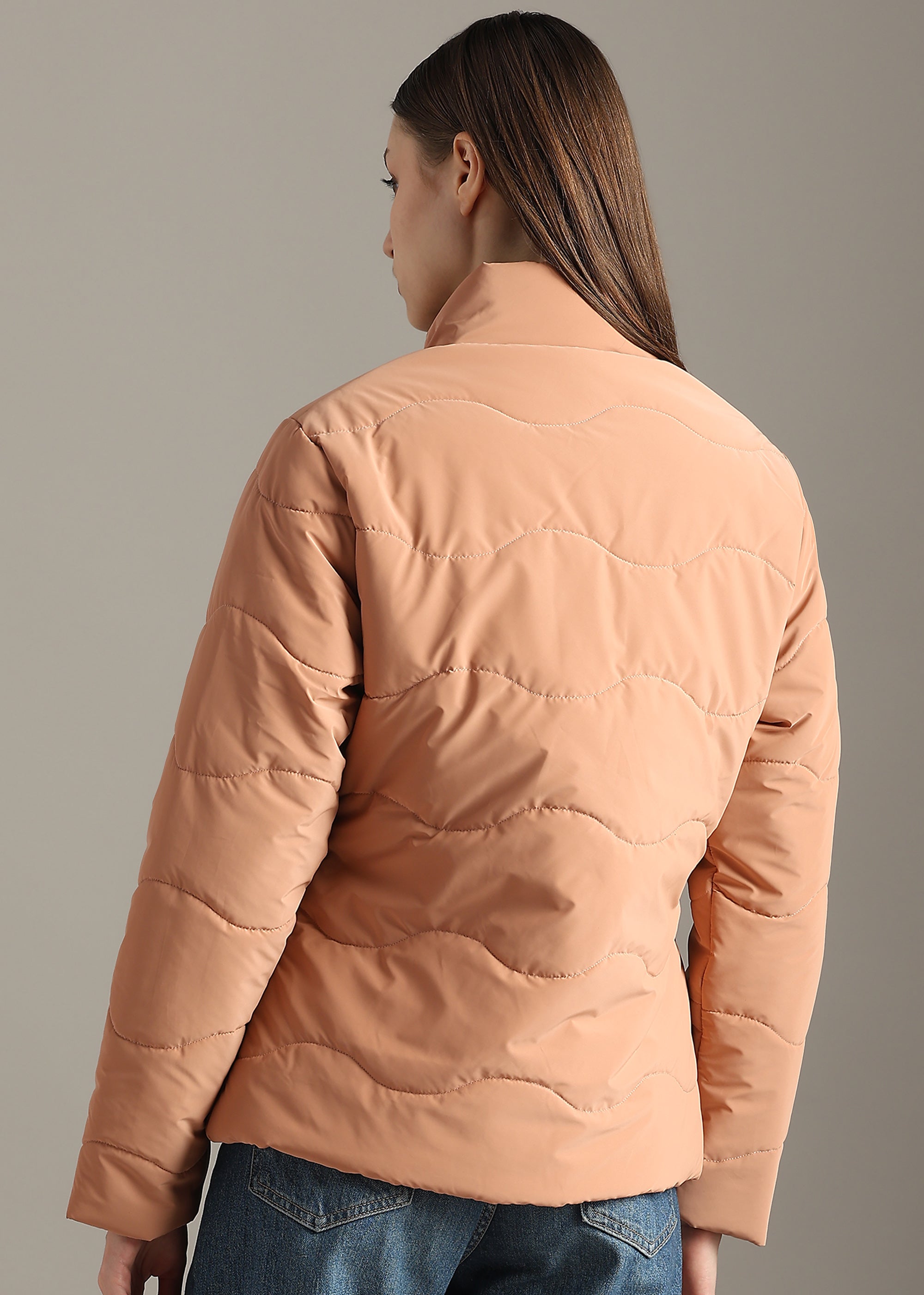 PEACH NYLON TRENDING SOFT QUALITY FULL SLEEVE JACKET