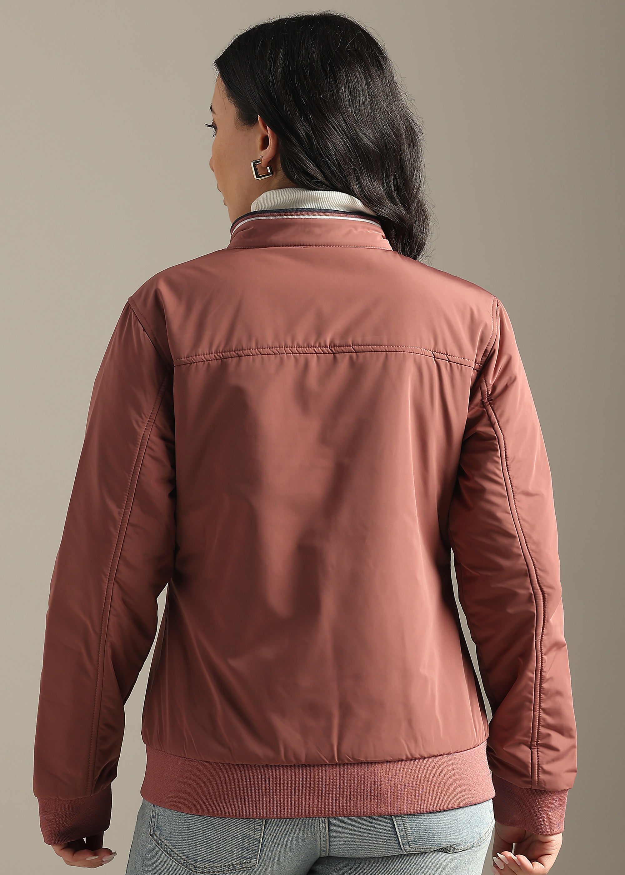 PINK NYLON PREMIUM REVERSIBLE FULL SLEEVE JACKET