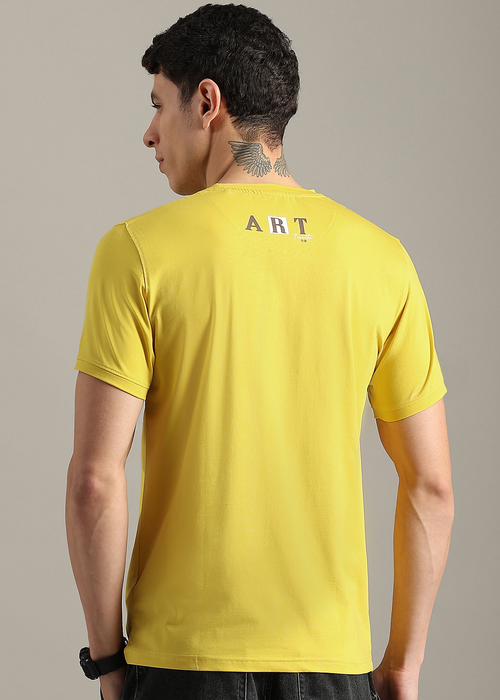 YELLOW PREMIUM COTTON ELASTEN T-SHIRT