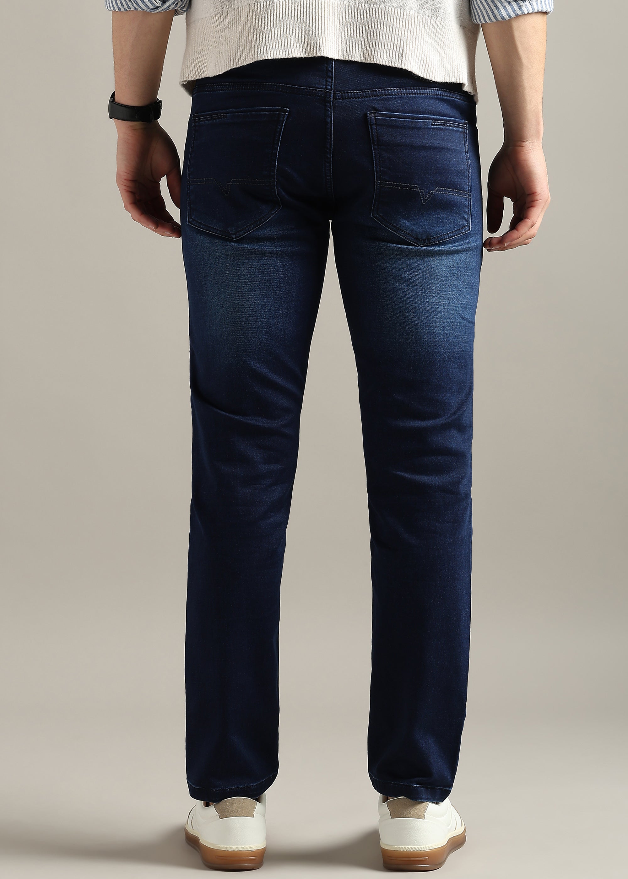 Denim Straight Fit Mid Rise Light Fade Jeans