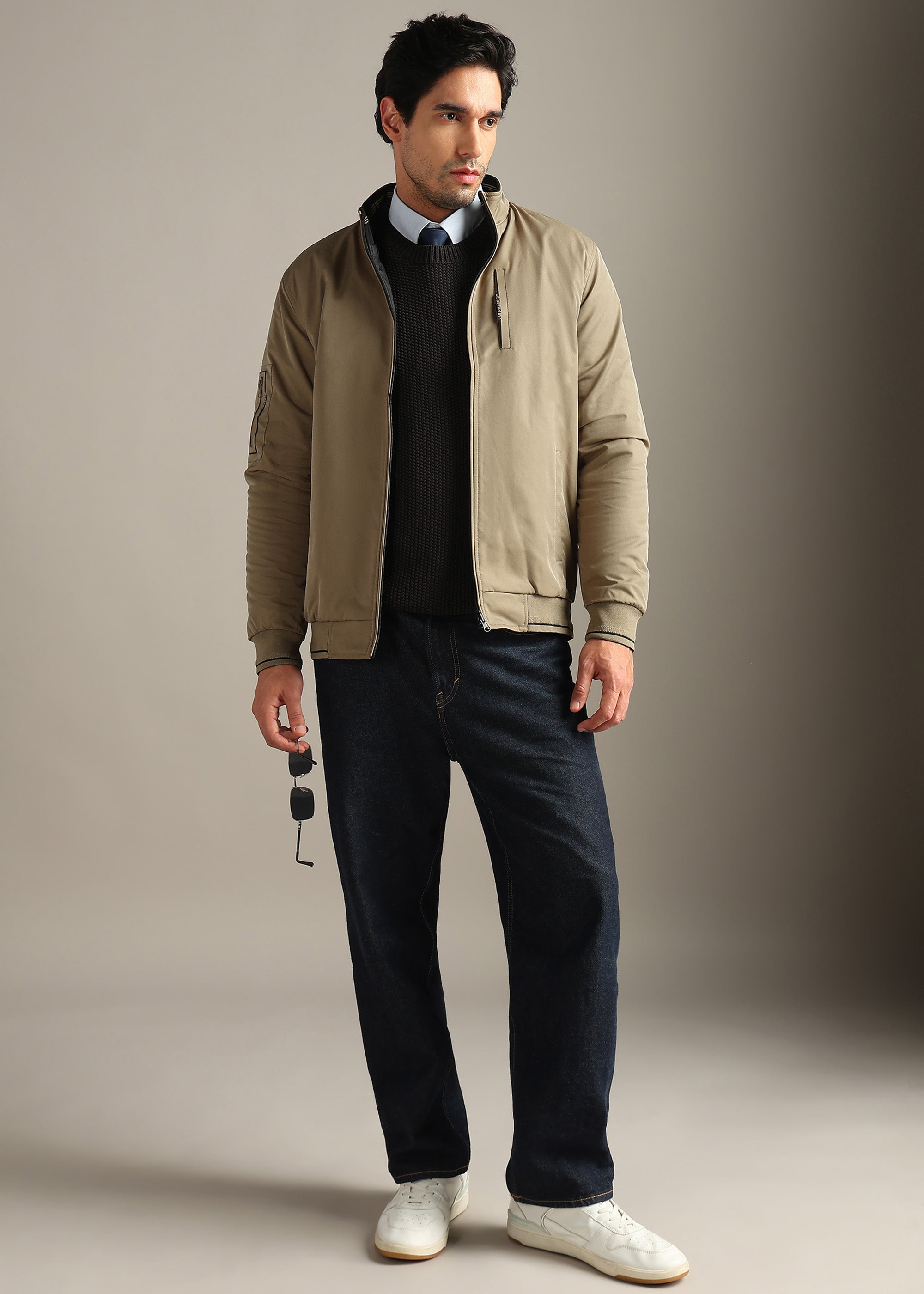 CAMEL SOLID REVERSIBLE MULTI POCKET FULL SLEEVE JACKET