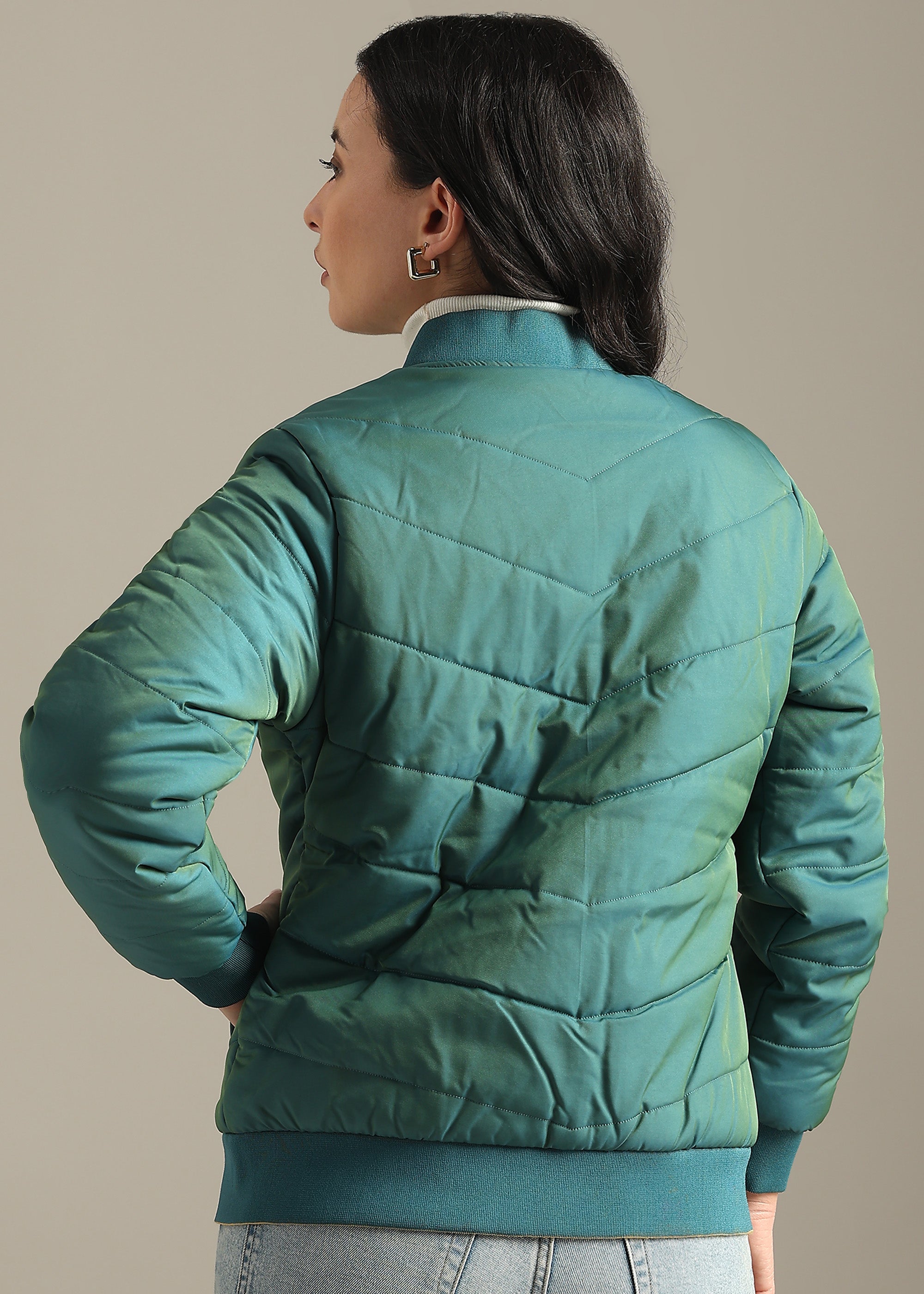 OLIVE SOLID REVERSIBLE TRENDY FULL SLEEVE JACKET