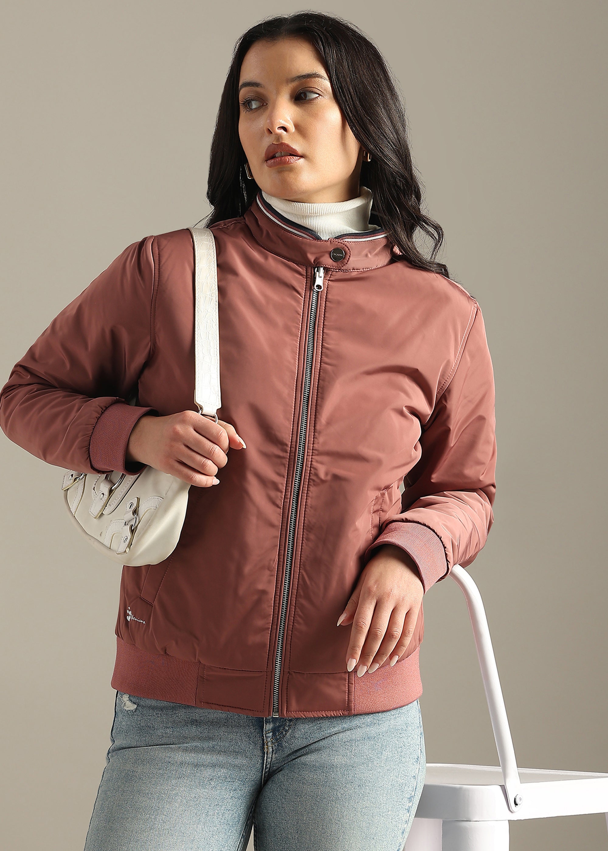 PINK NYLON PREMIUM REVERSIBLE FULL SLEEVE JACKET