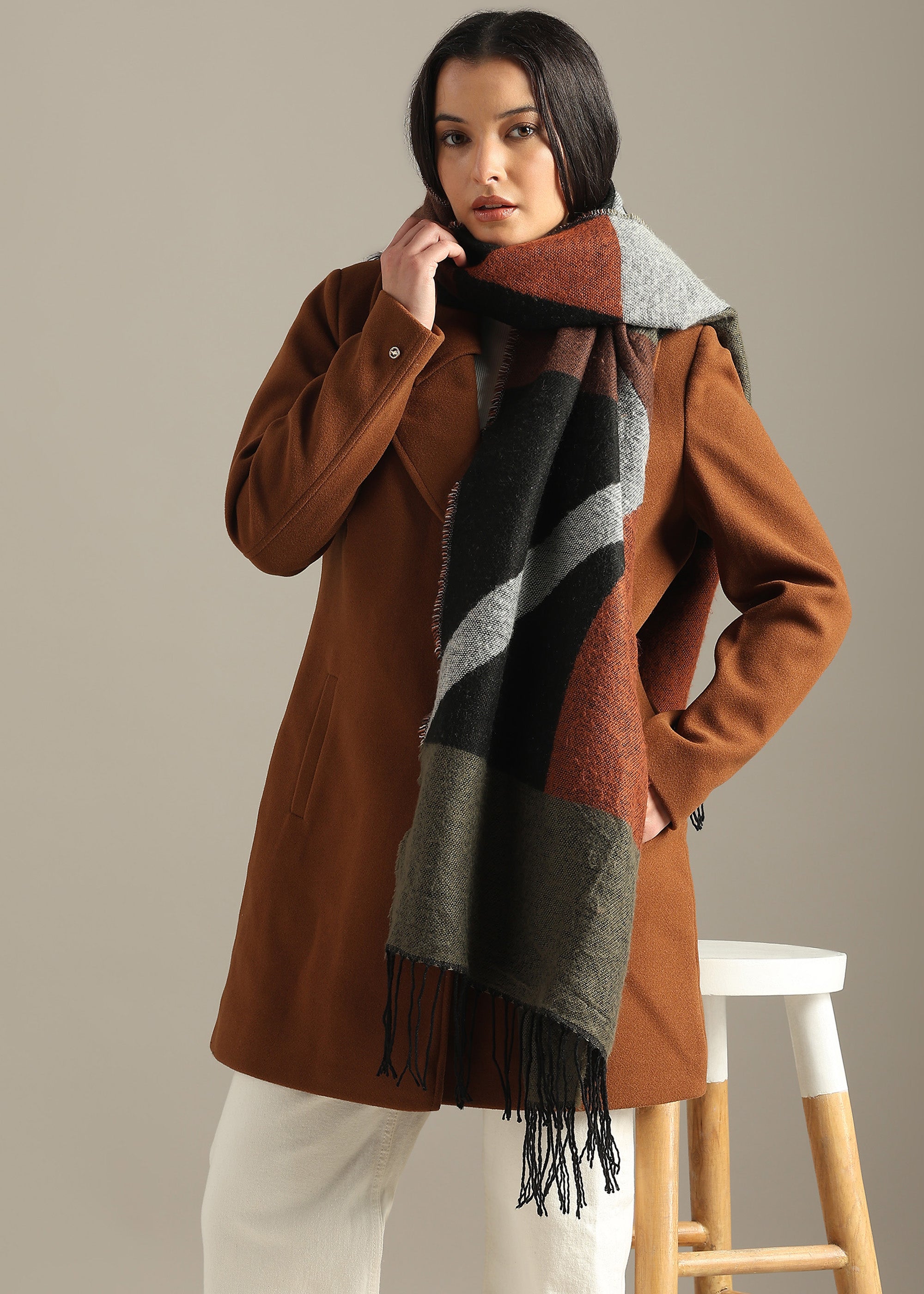 TAN SOLID FORMAL DOUBLE BREASTED OVER COAT