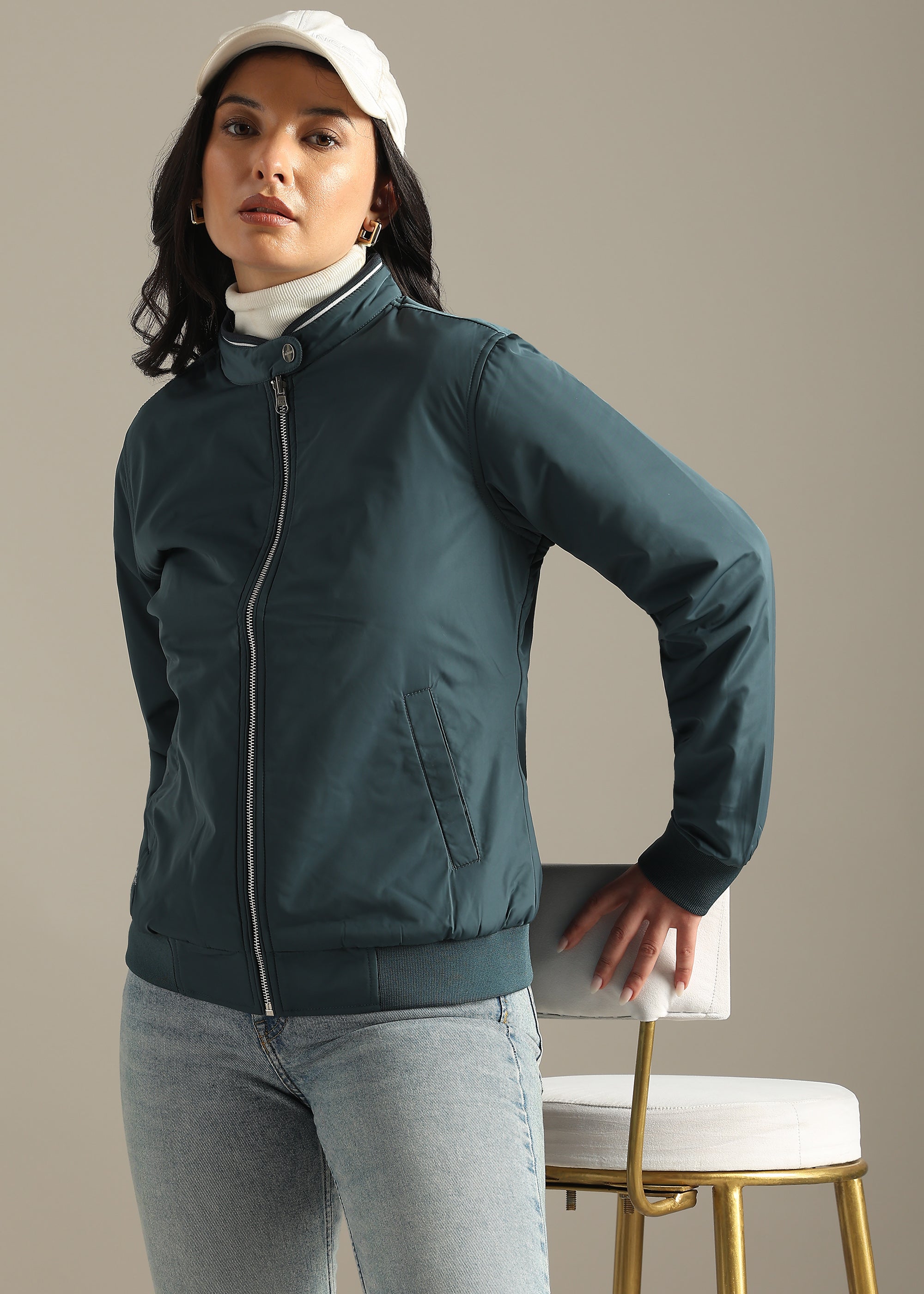 BLUE NYLON PREMIUM REVERSIBLE FULL SLEEVE JACKET