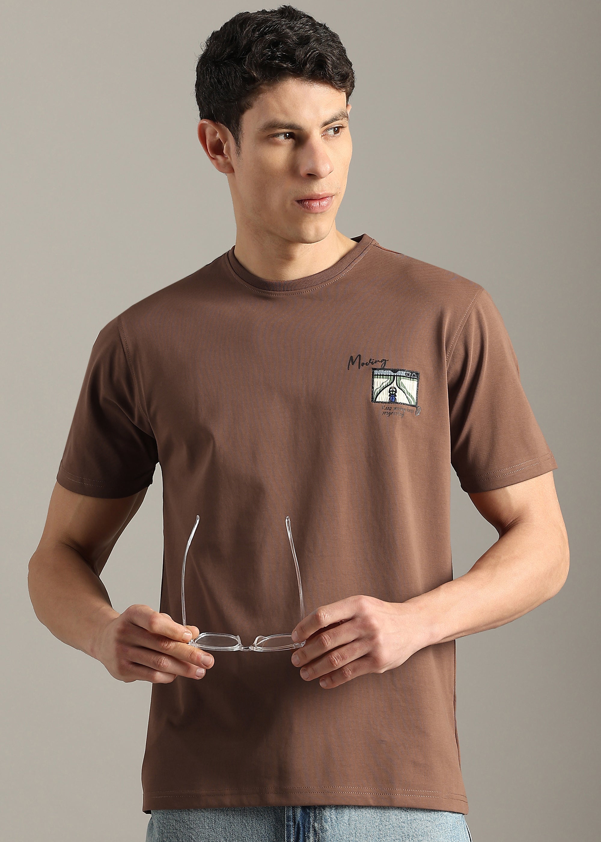 TAN COTTON SPANDEX PREMIUM GRAPHIC SHIRT