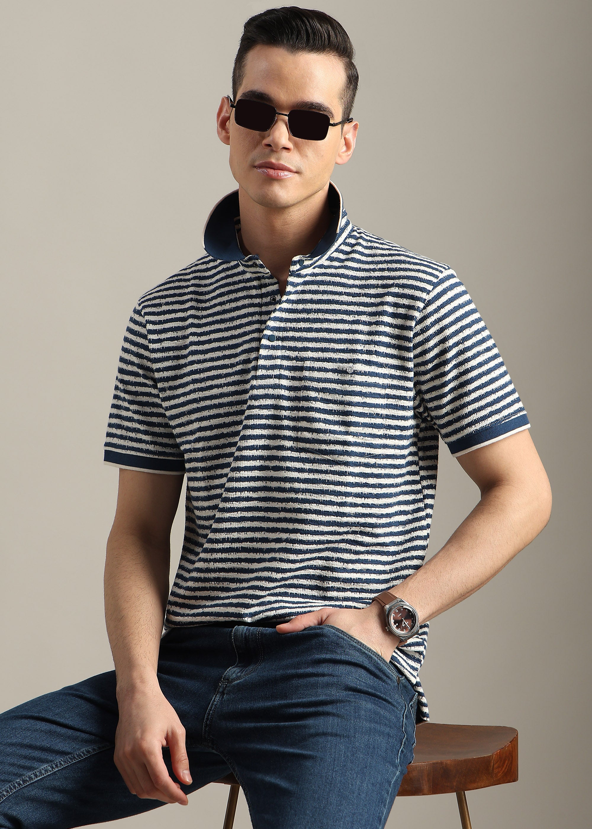 BLUE PREMIUM STRUCTURED POLO SHIRT