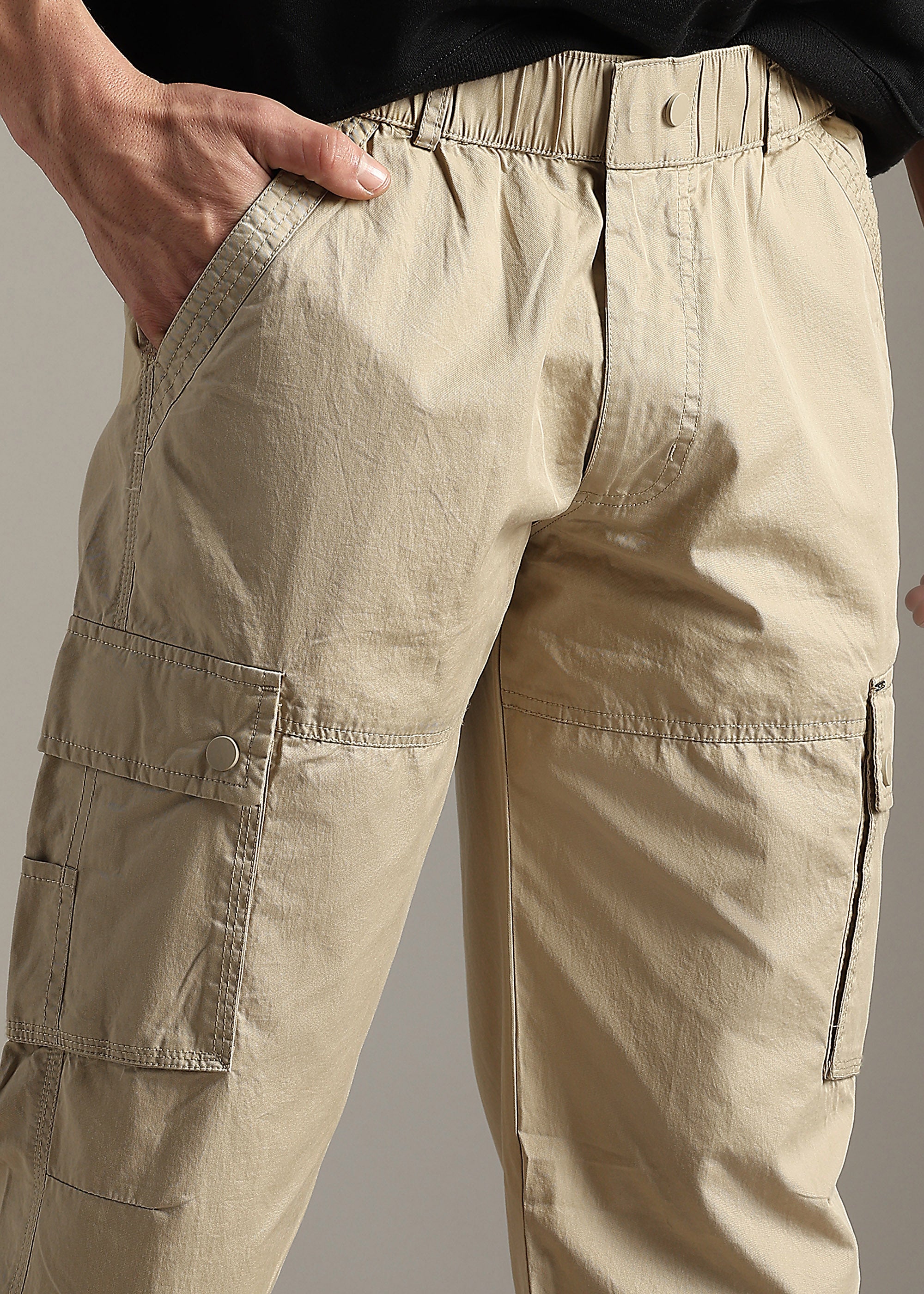 FAWN SOLID COTTON UTILITY JOGGER PANT