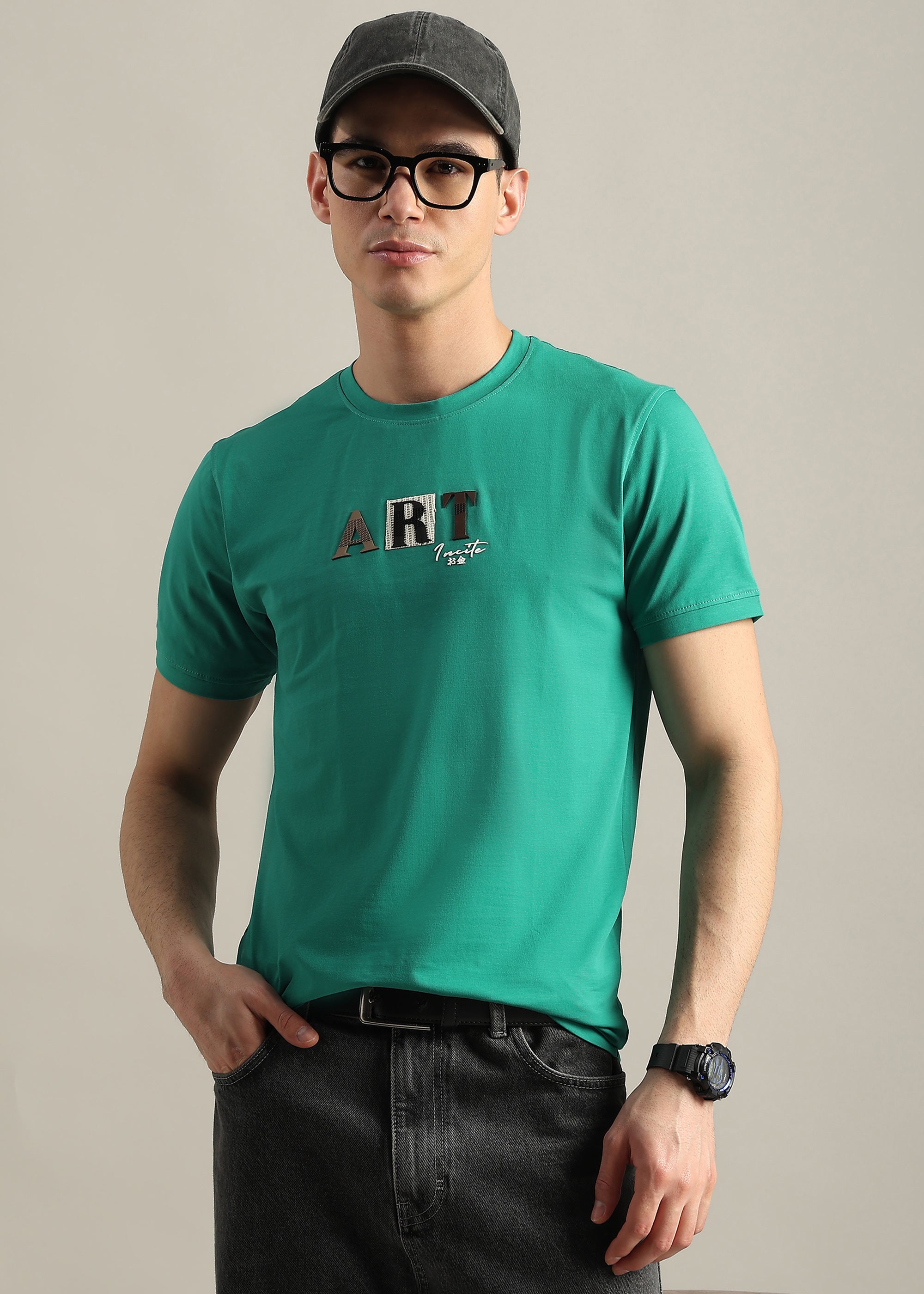 GREEN PREMIUM COTTON ELASTEN T-SHIRT