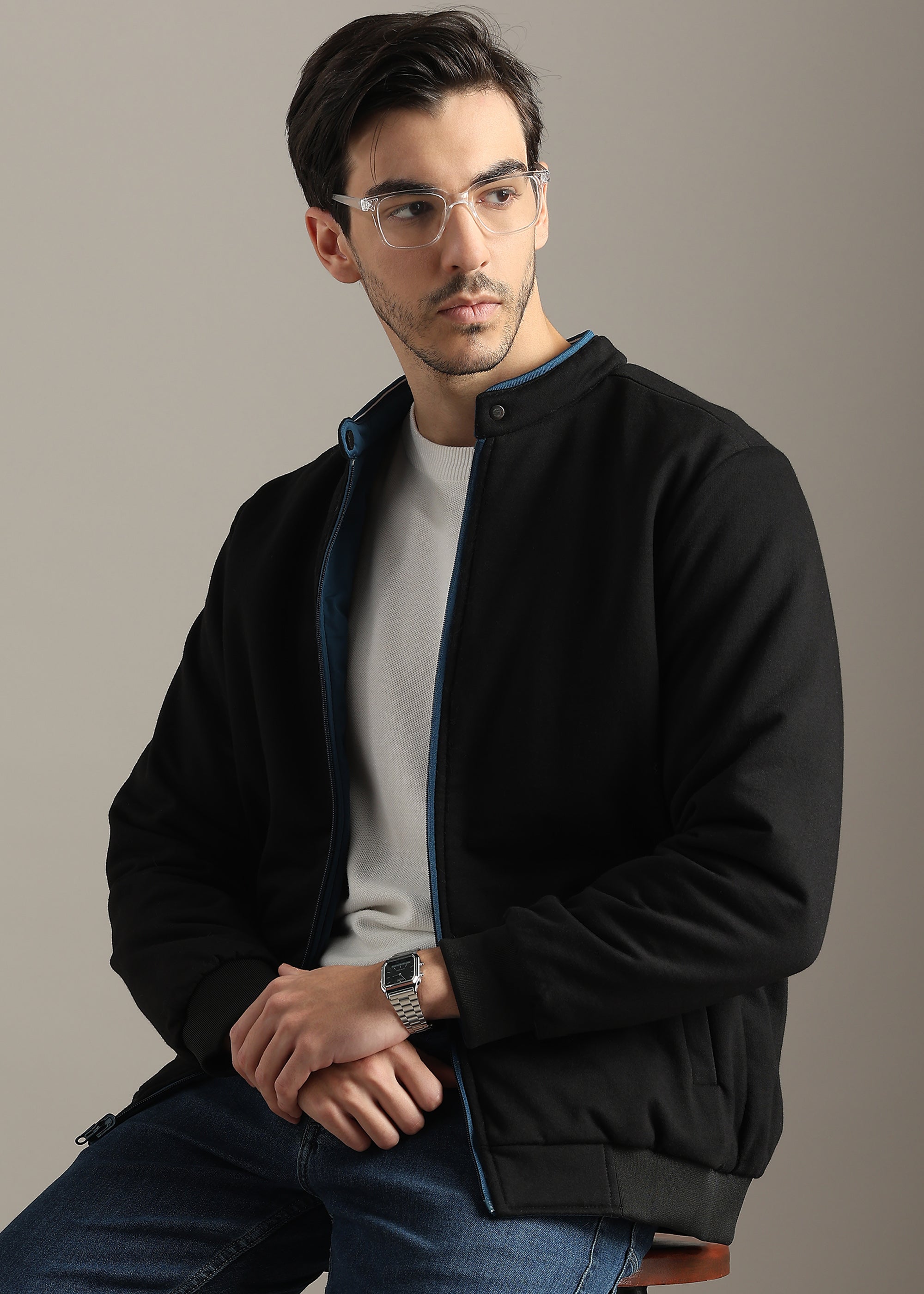 DENIM SOLID  REVERSIBLE WITH SWEAT SHIRT INSIDE