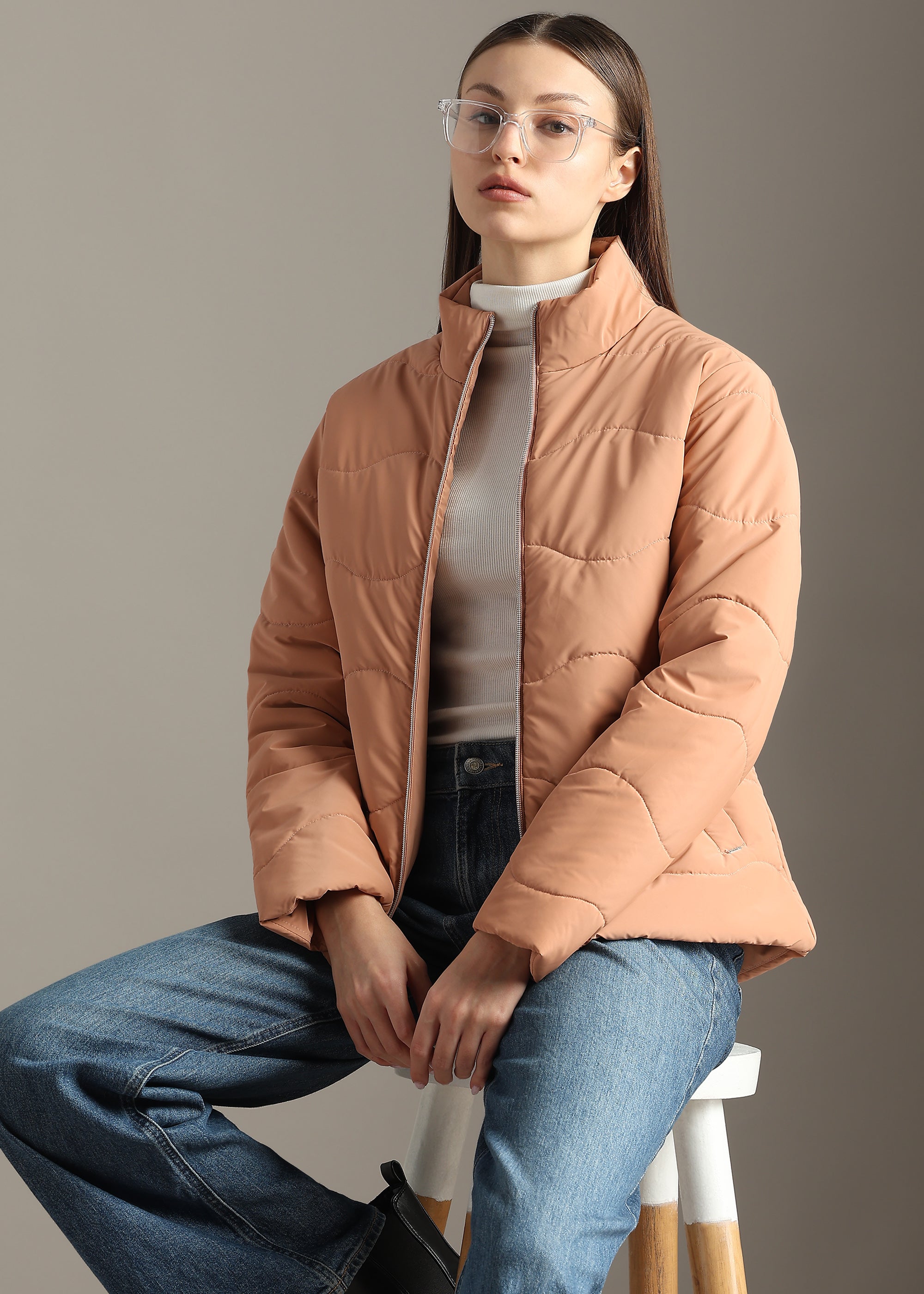PEACH NYLON TRENDING SOFT QUALITY FULL SLEEVE JACKET