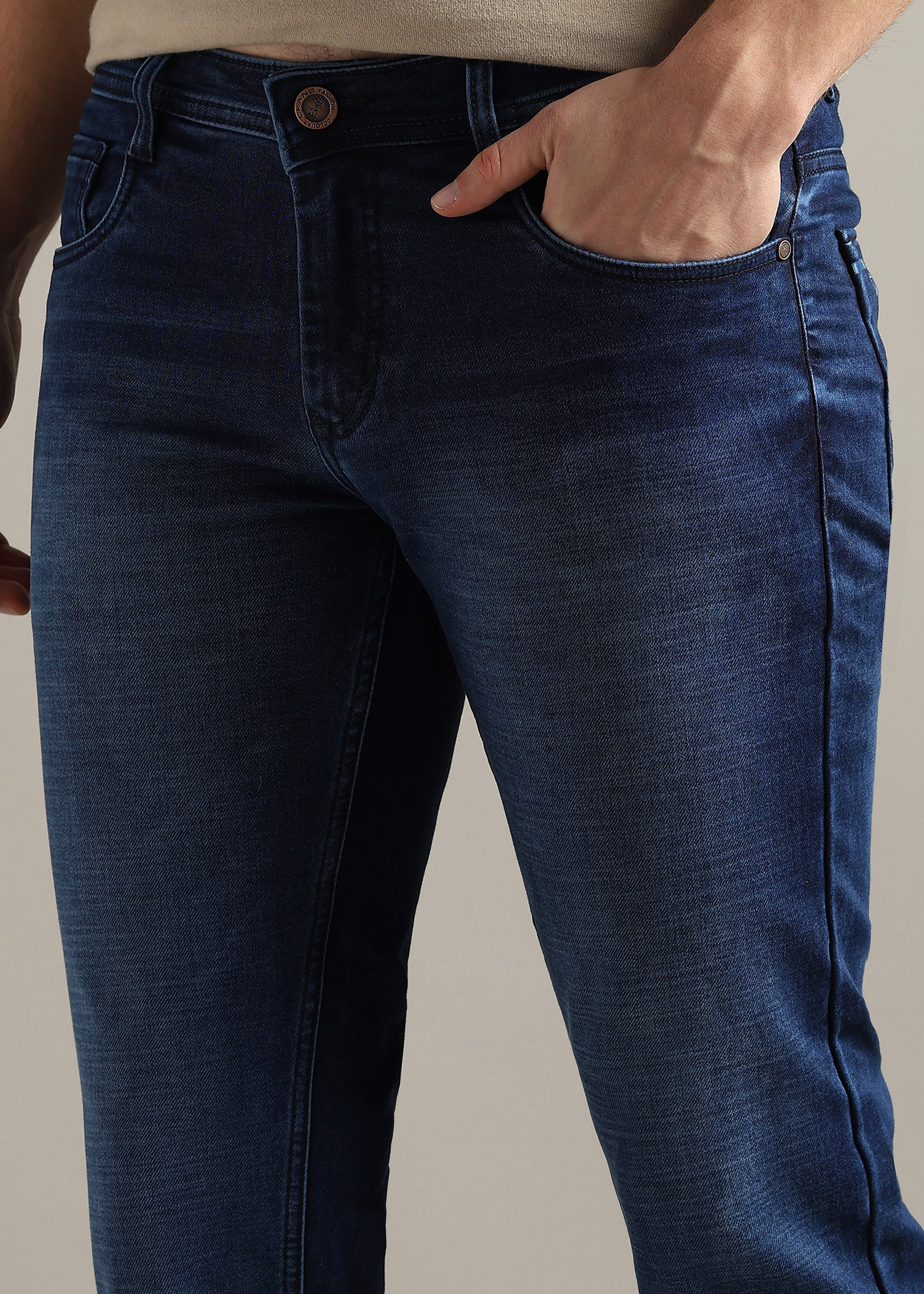 Blue Straight Fit Mid Rise Light Fade Jeans