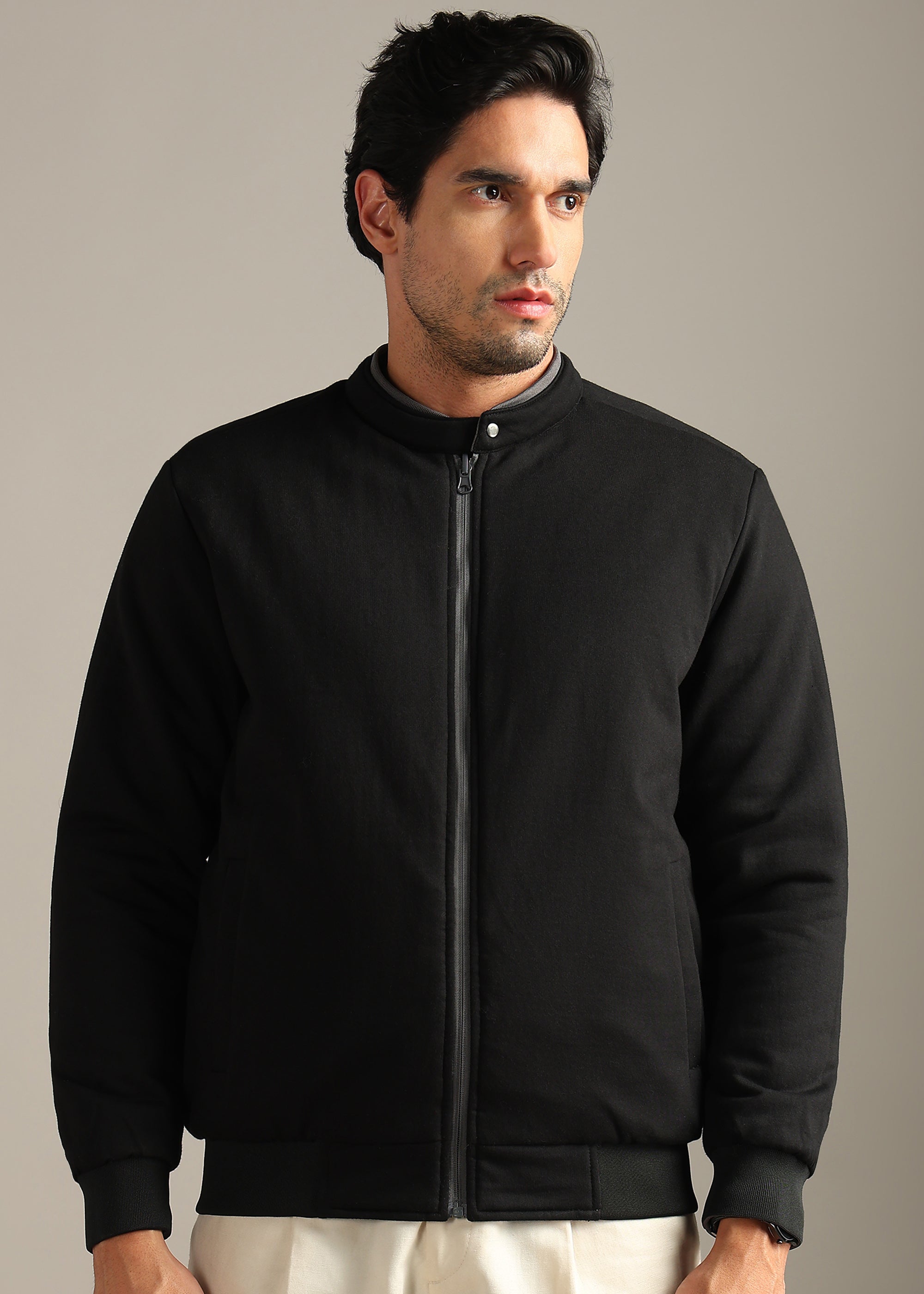 GREY SOLID  REVERSIBLE WITH SWEAT SHIRT INSIDE