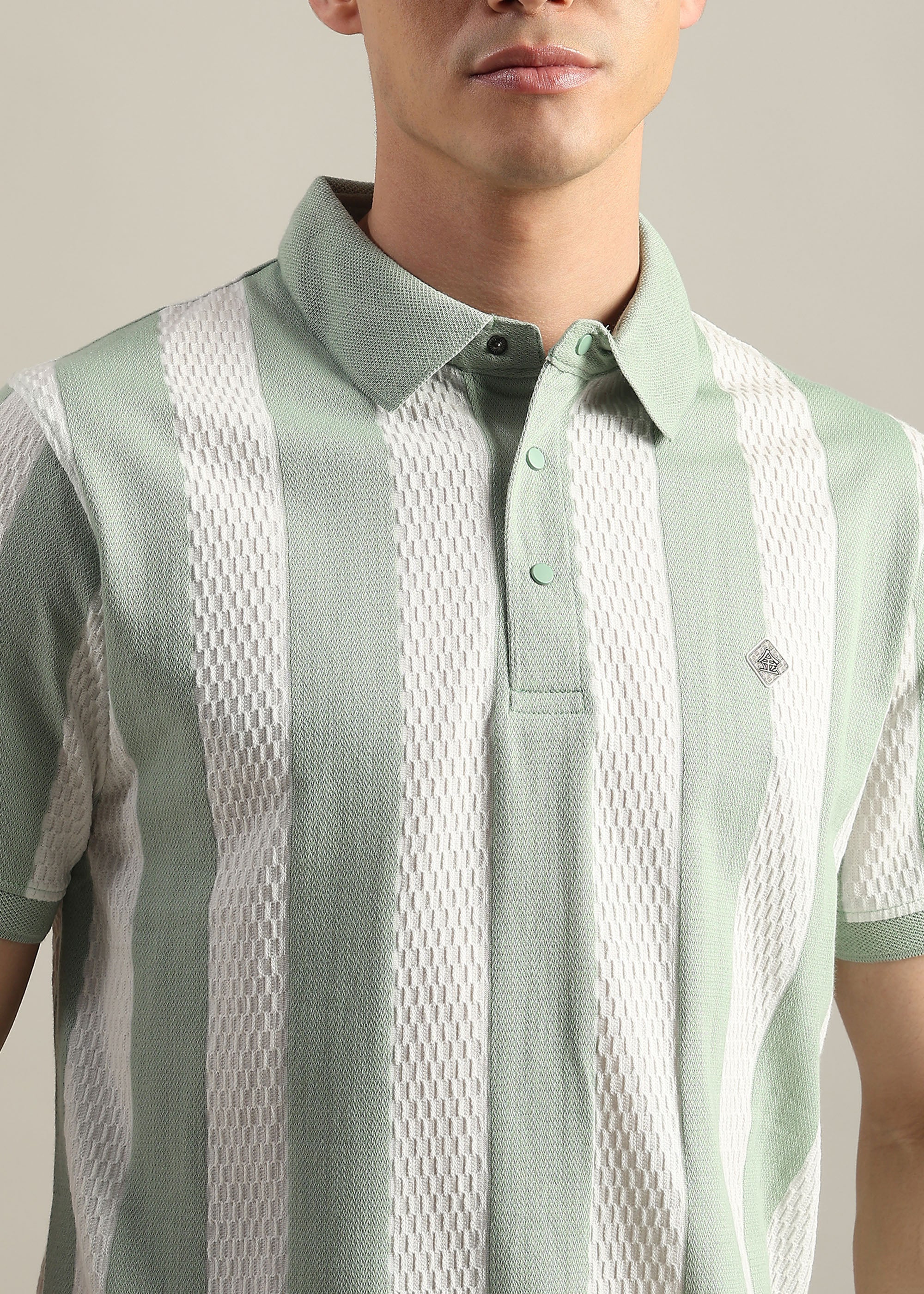 MINT PREMIUM STRUCTURED STRIPED POLO SHIRT