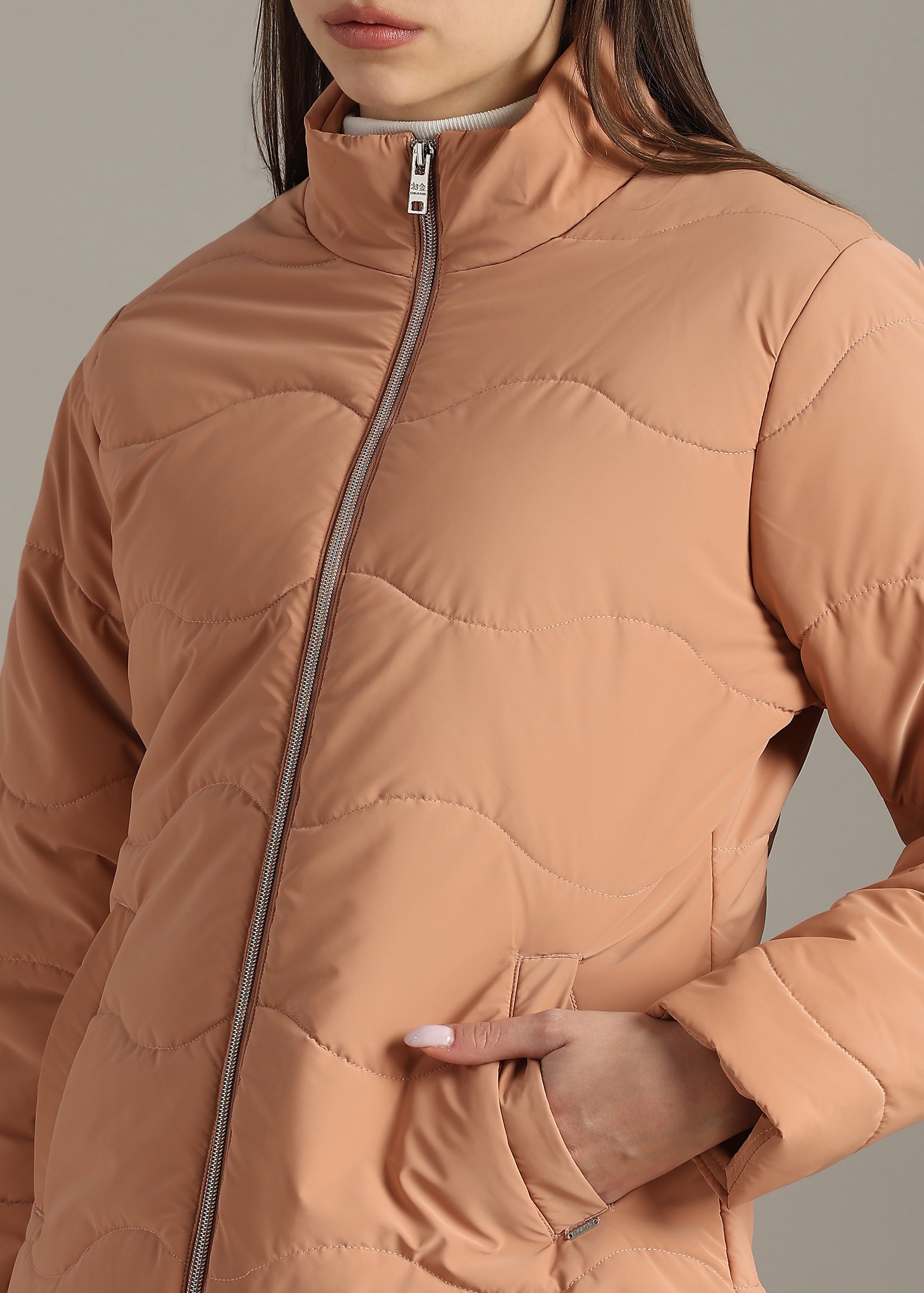 PEACH NYLON TRENDING SOFT QUALITY FULL SLEEVE JACKET