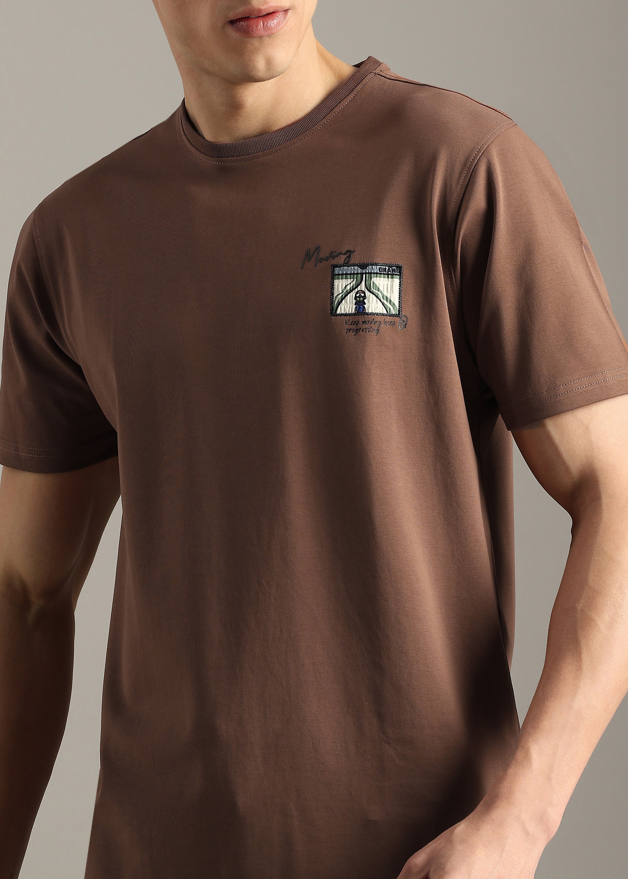 TAN COTTON SPANDEX PREMIUM GRAPHIC SHIRT