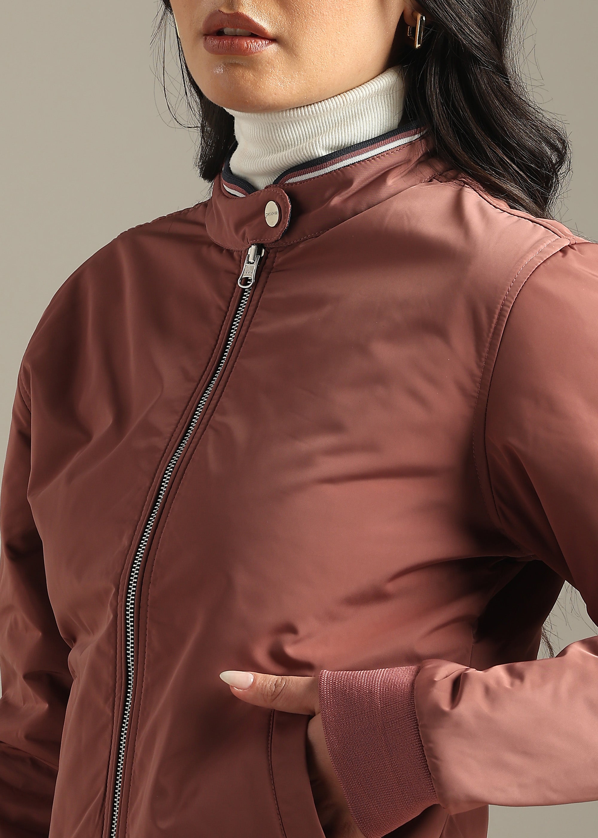 PINK NYLON PREMIUM REVERSIBLE FULL SLEEVE JACKET