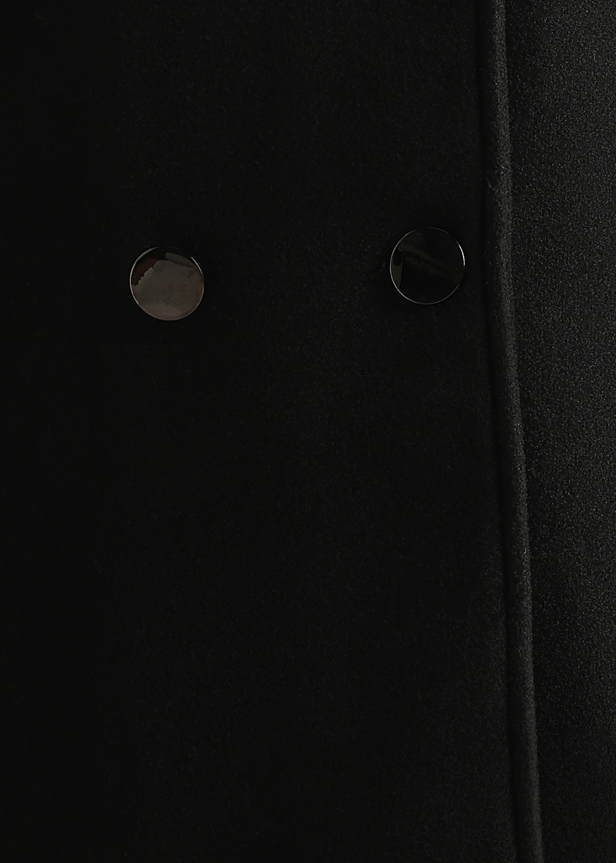 BLACK SOLID TWEED DETACHABLE FUR COLLAR OVERCOAT