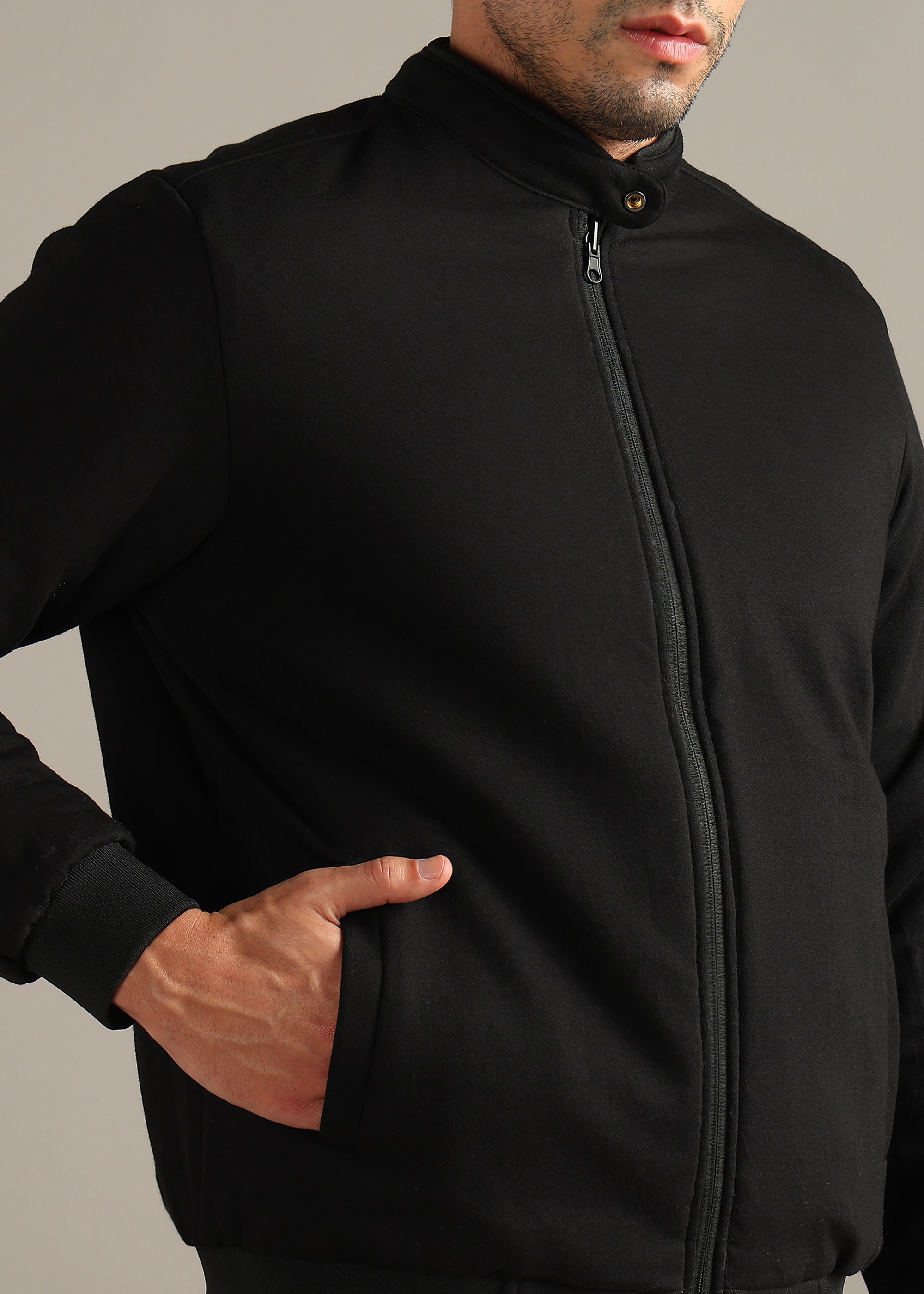 BLACK SOLID  REVERSIBLE WITH SWEAT SHIRT INSIDE