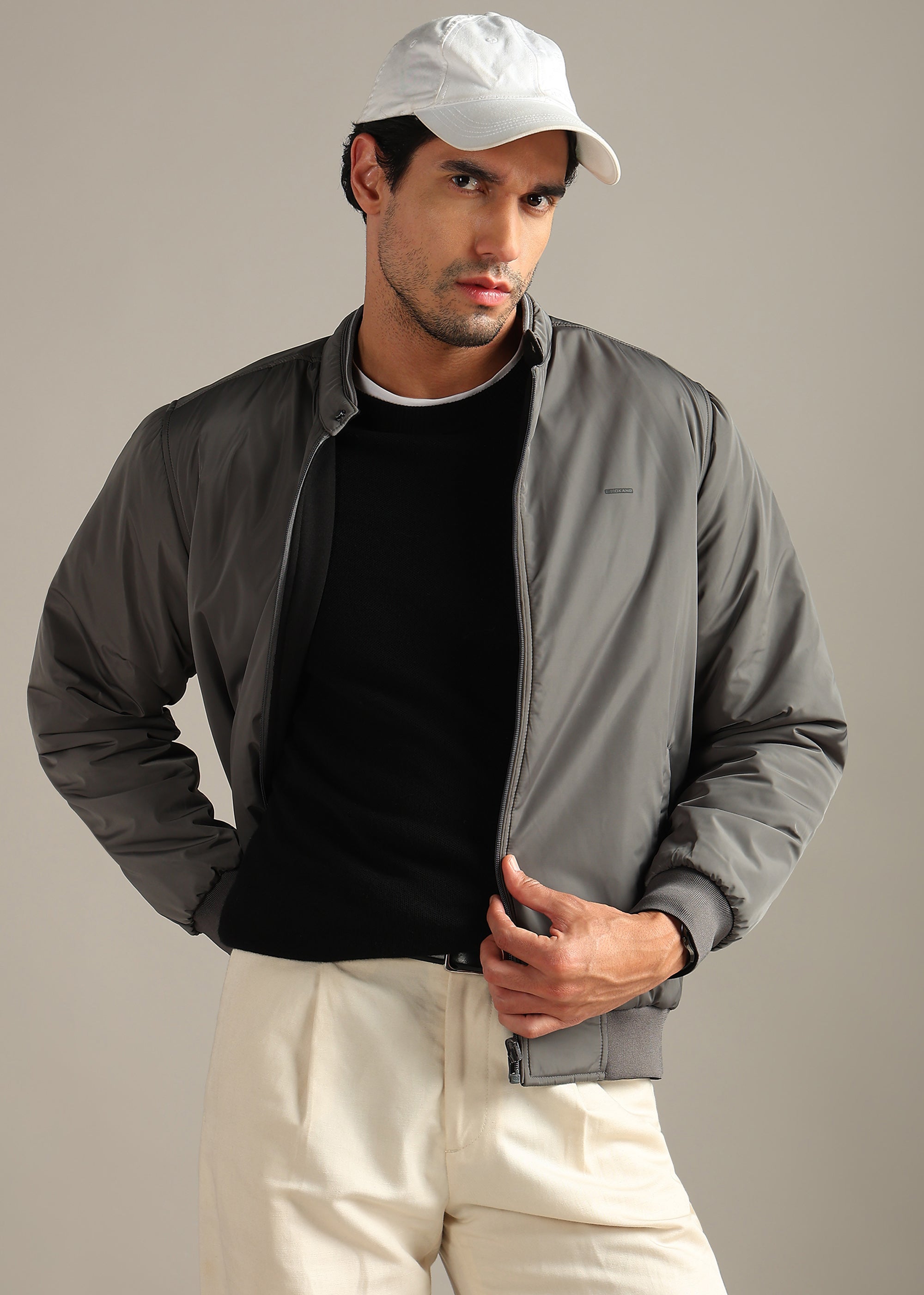 GREY SOLID  REVERSIBLE WITH SWEAT SHIRT INSIDE