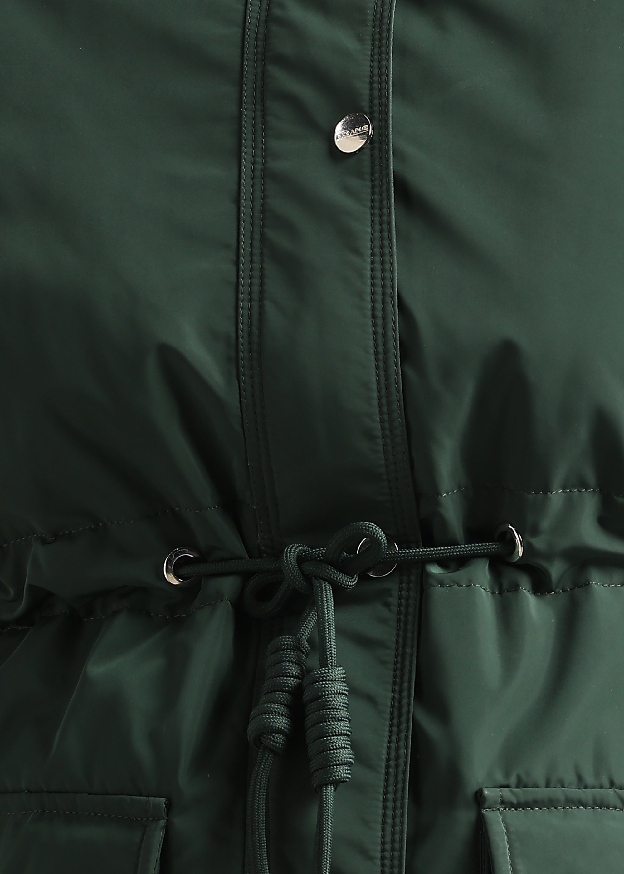 GREEN SOLID FUR PADDED PARKA FULL SLEEVE JACKET