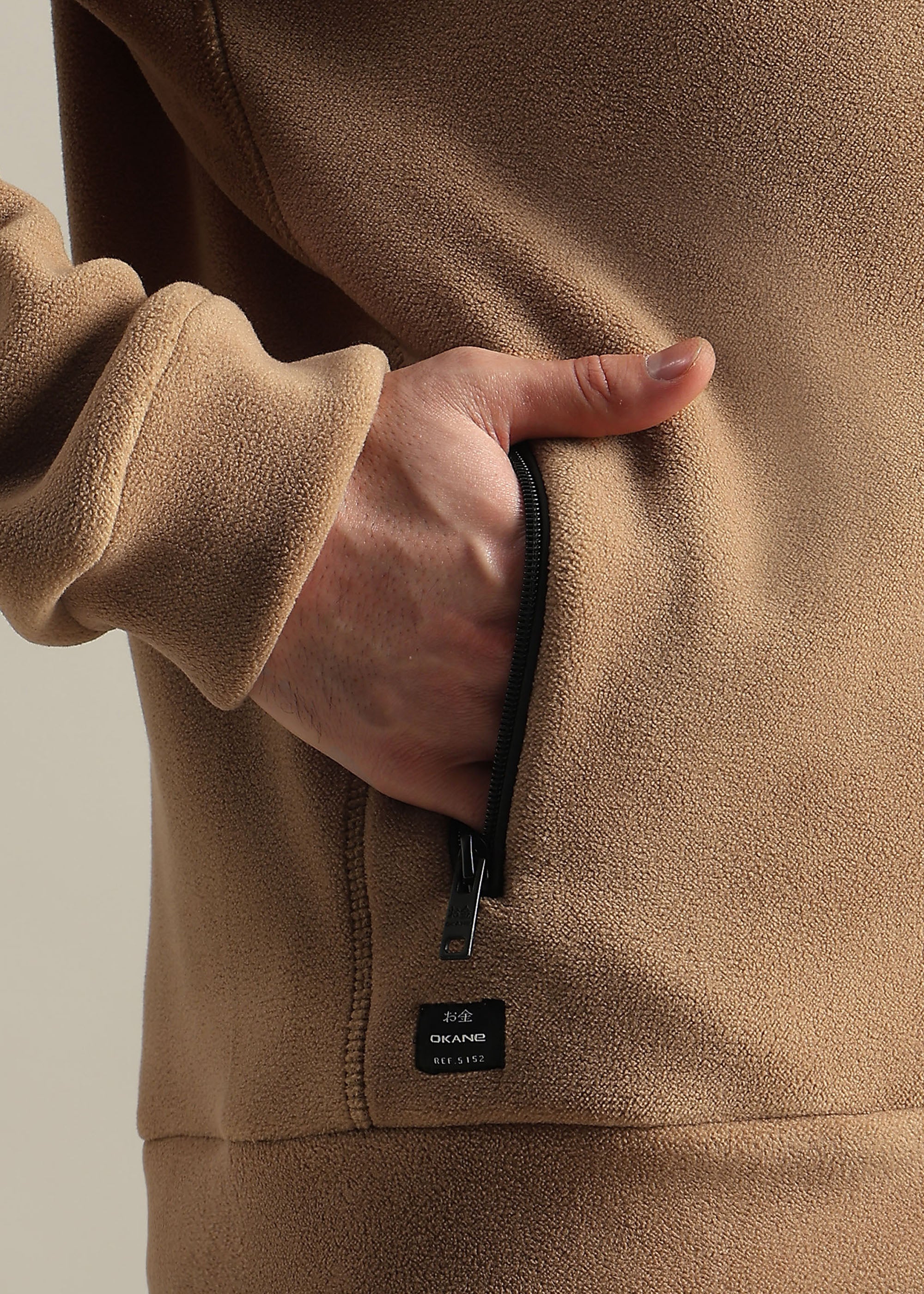 BLACK COTTON BLENDED ZIPPER TRACK-SUIT