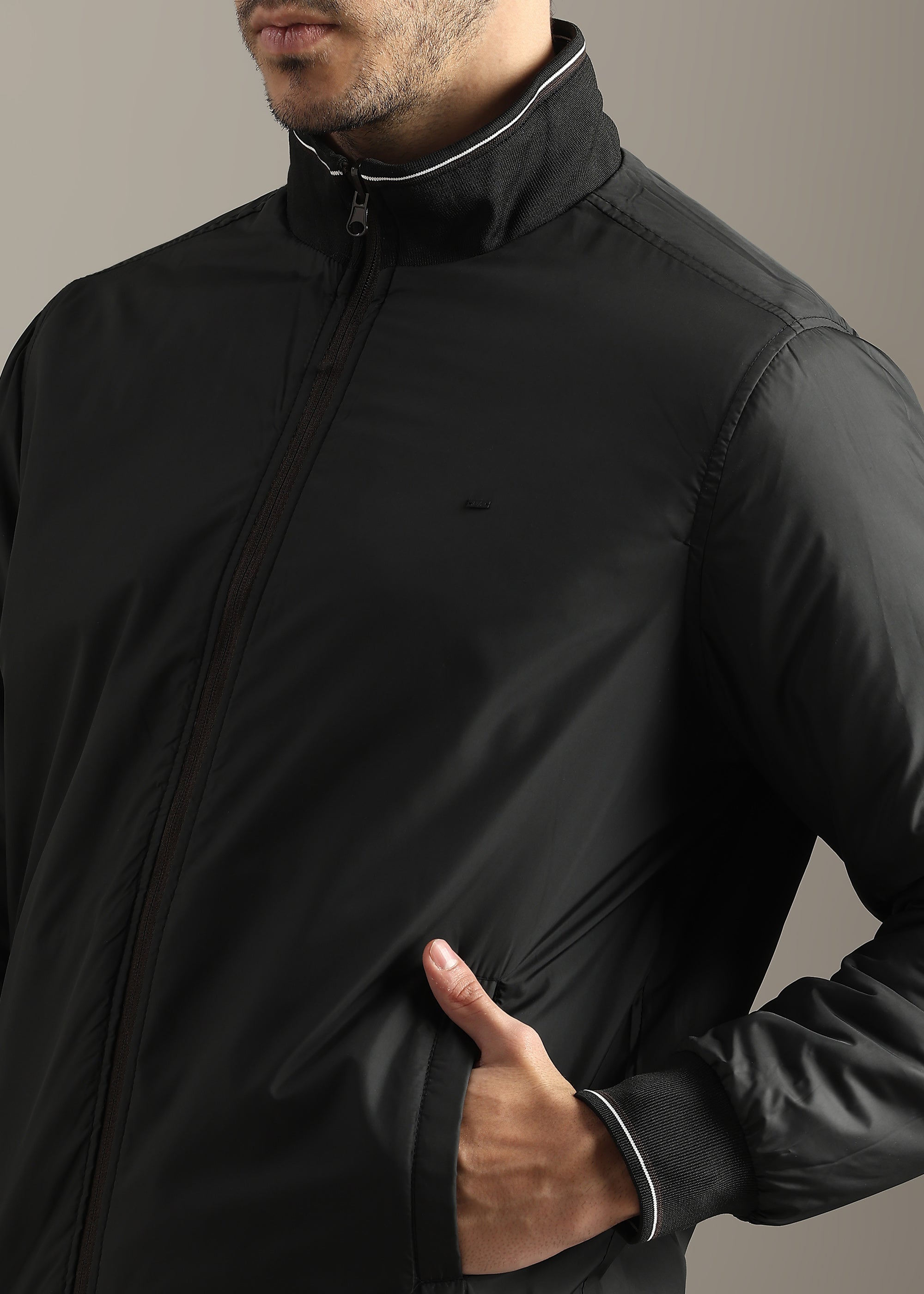 COFFEE SOLID REVERSIBLE MID WEIGHT FULL SLEEVE JACKET