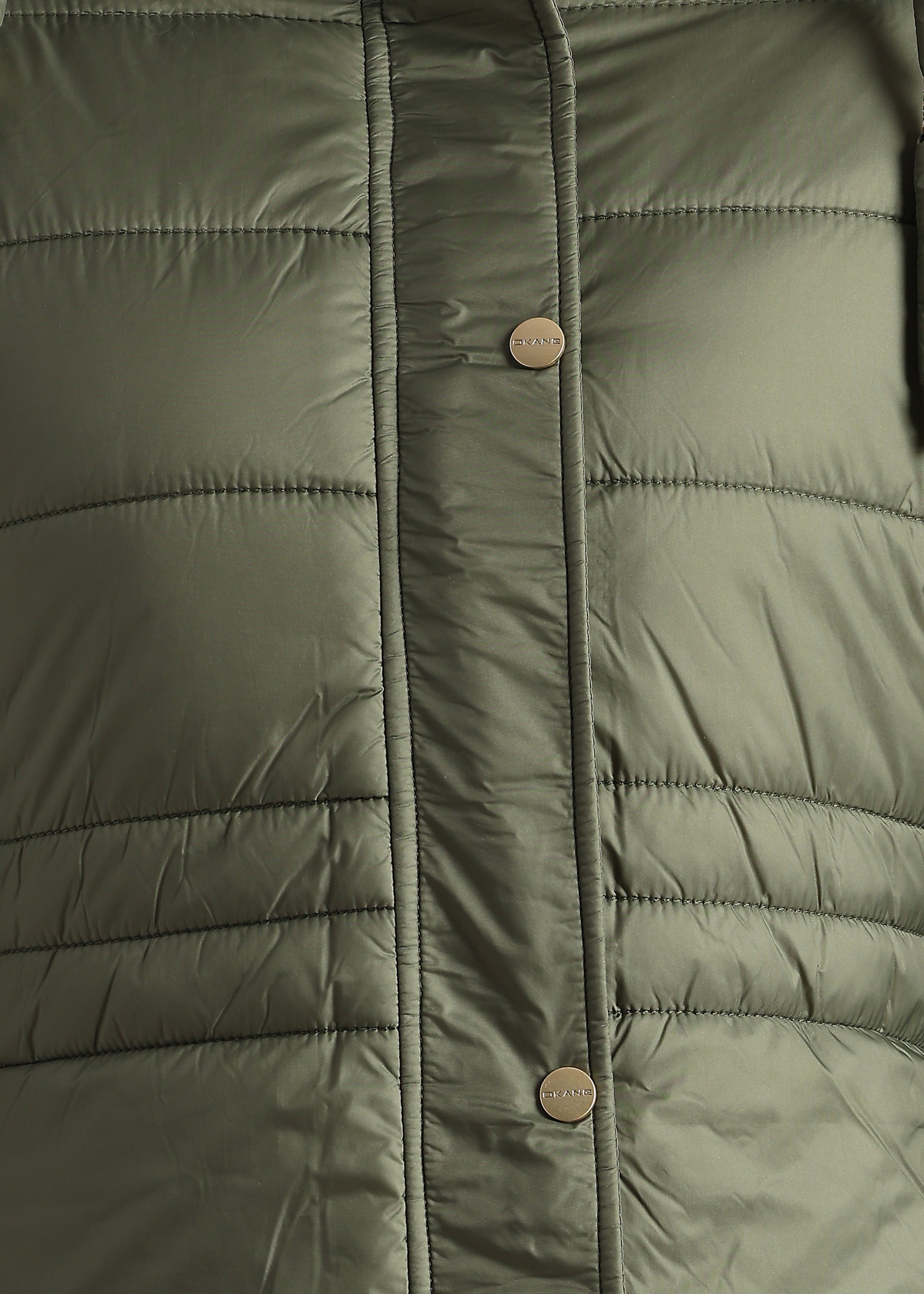 OLIVE SOLID NYLON LONG SKI FULL SLEEVE JACKET