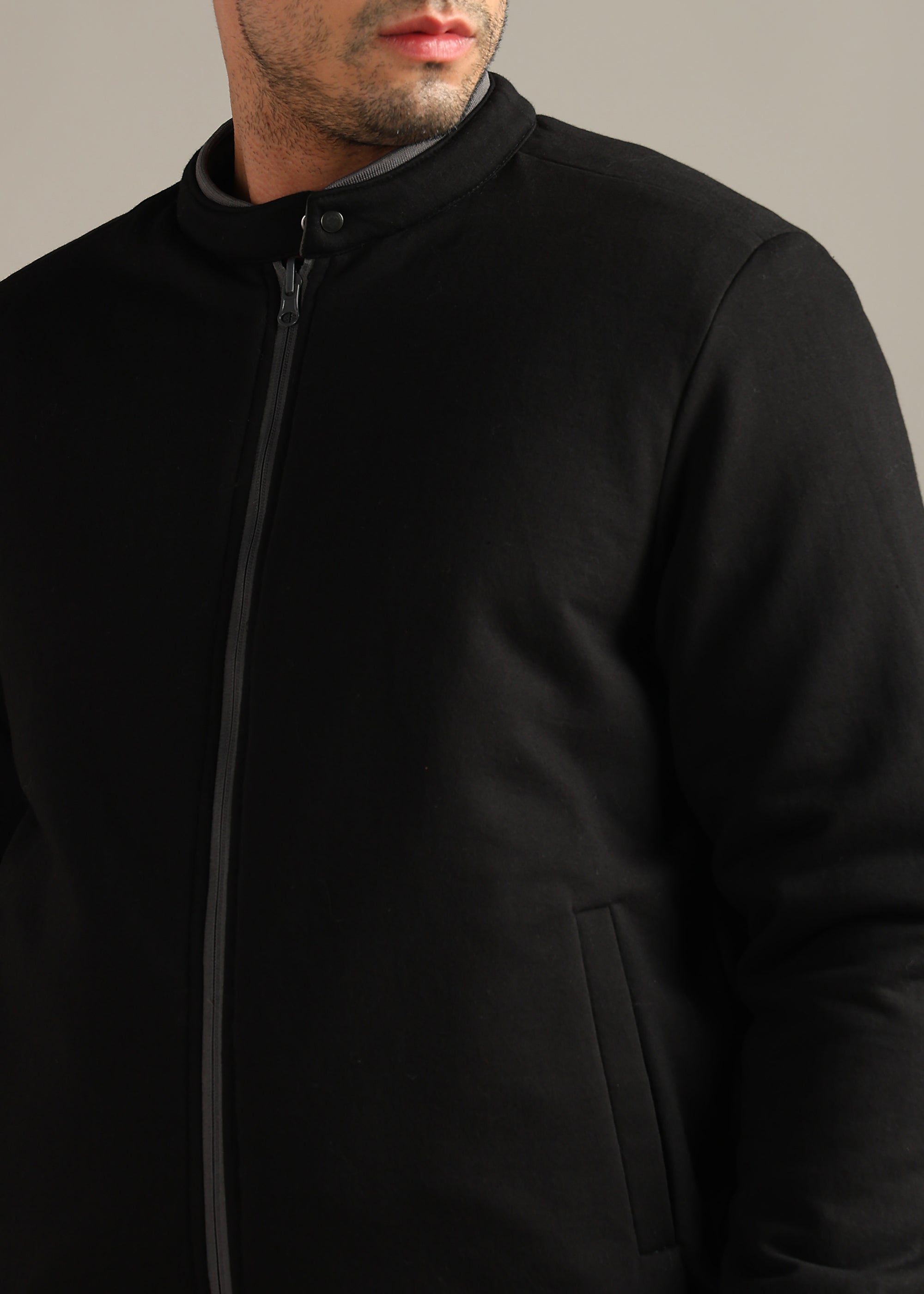 GREY SOLID  REVERSIBLE WITH SWEAT SHIRT INSIDE