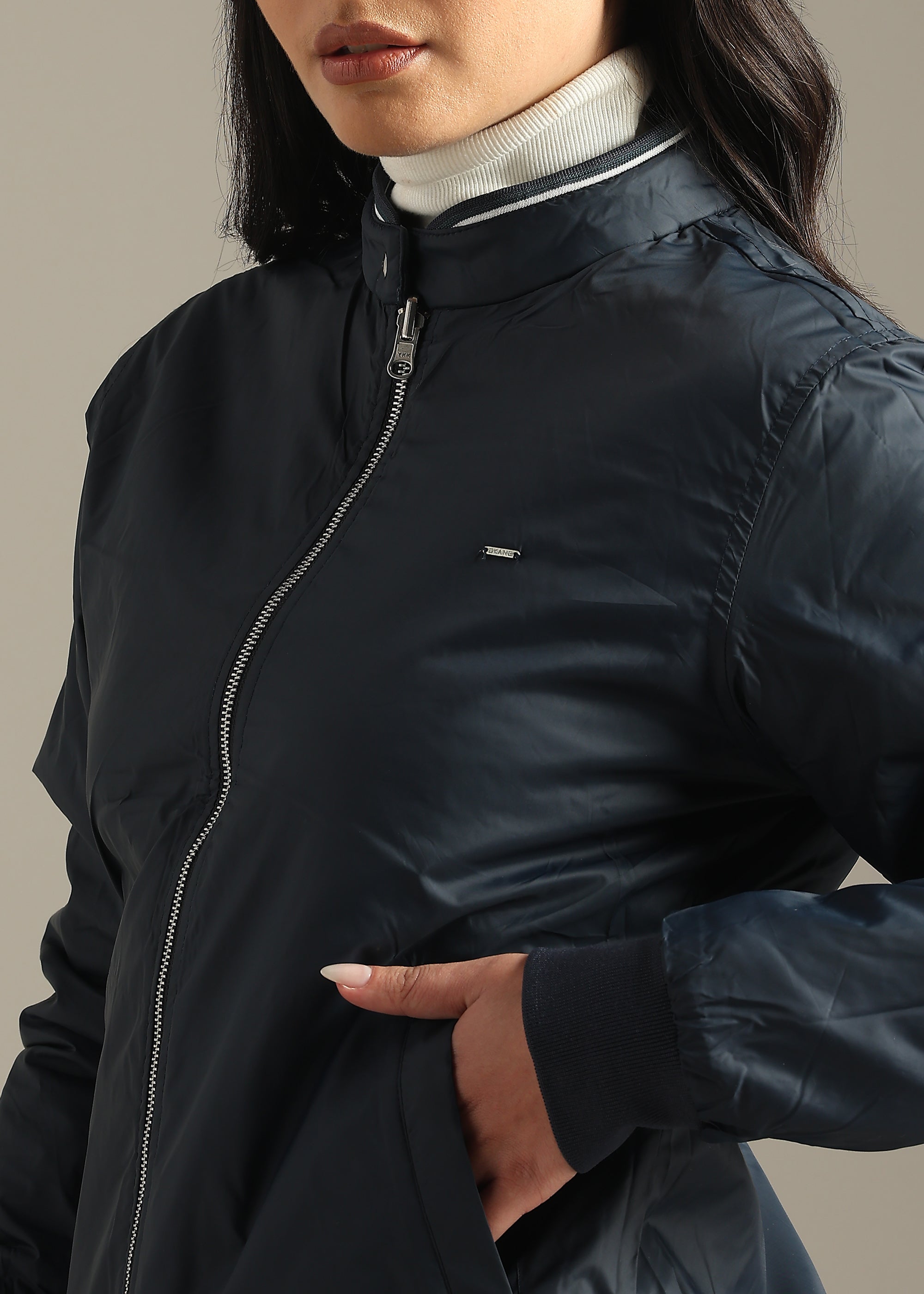 BLUE NYLON PREMIUM REVERSIBLE FULL SLEEVE JACKET