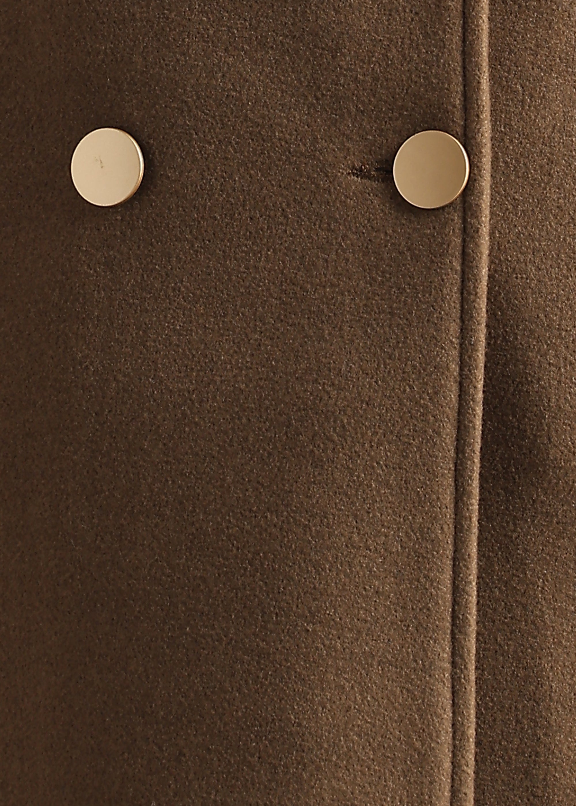 COFFEE SOLID TWEED DETACHABLE FUR COLLAR OVERCOAT