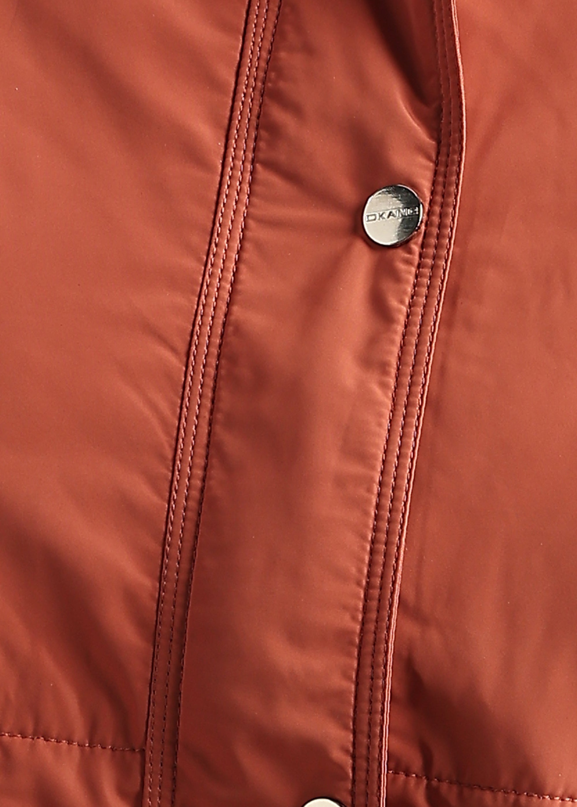 PEACH SOLID FUR PADDED PARKA FULL SLEEVE JACKET