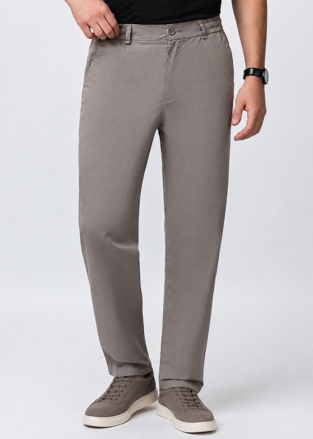 GREY COTTON CASUAL TROUSERS