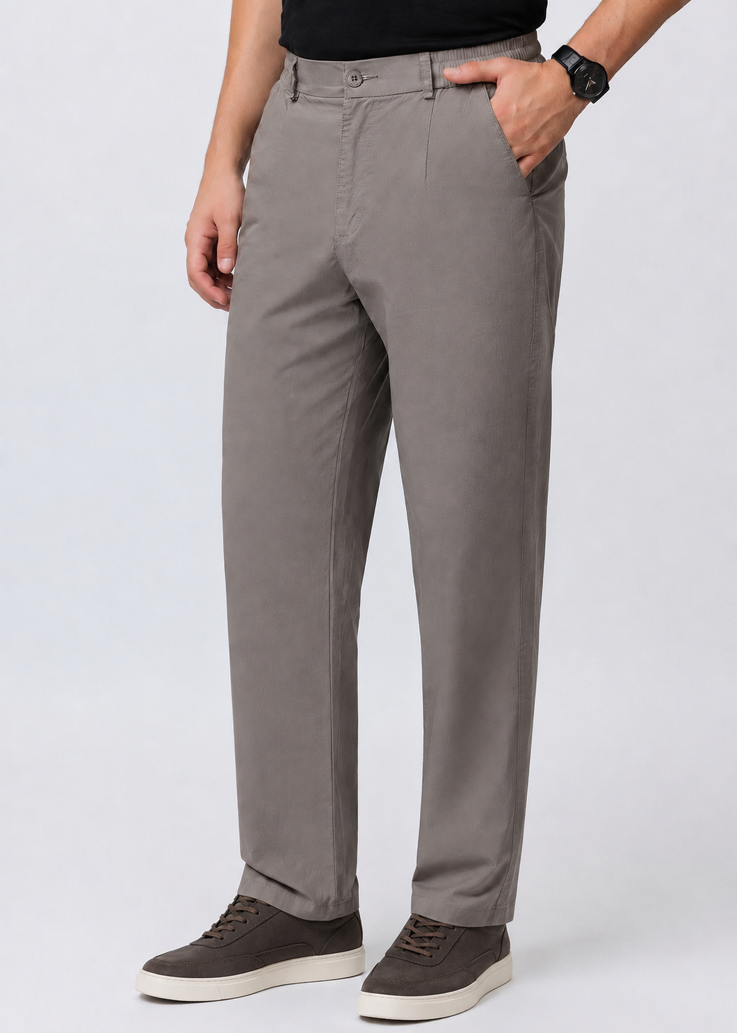 GREY COTTON CASUAL TROUSERS