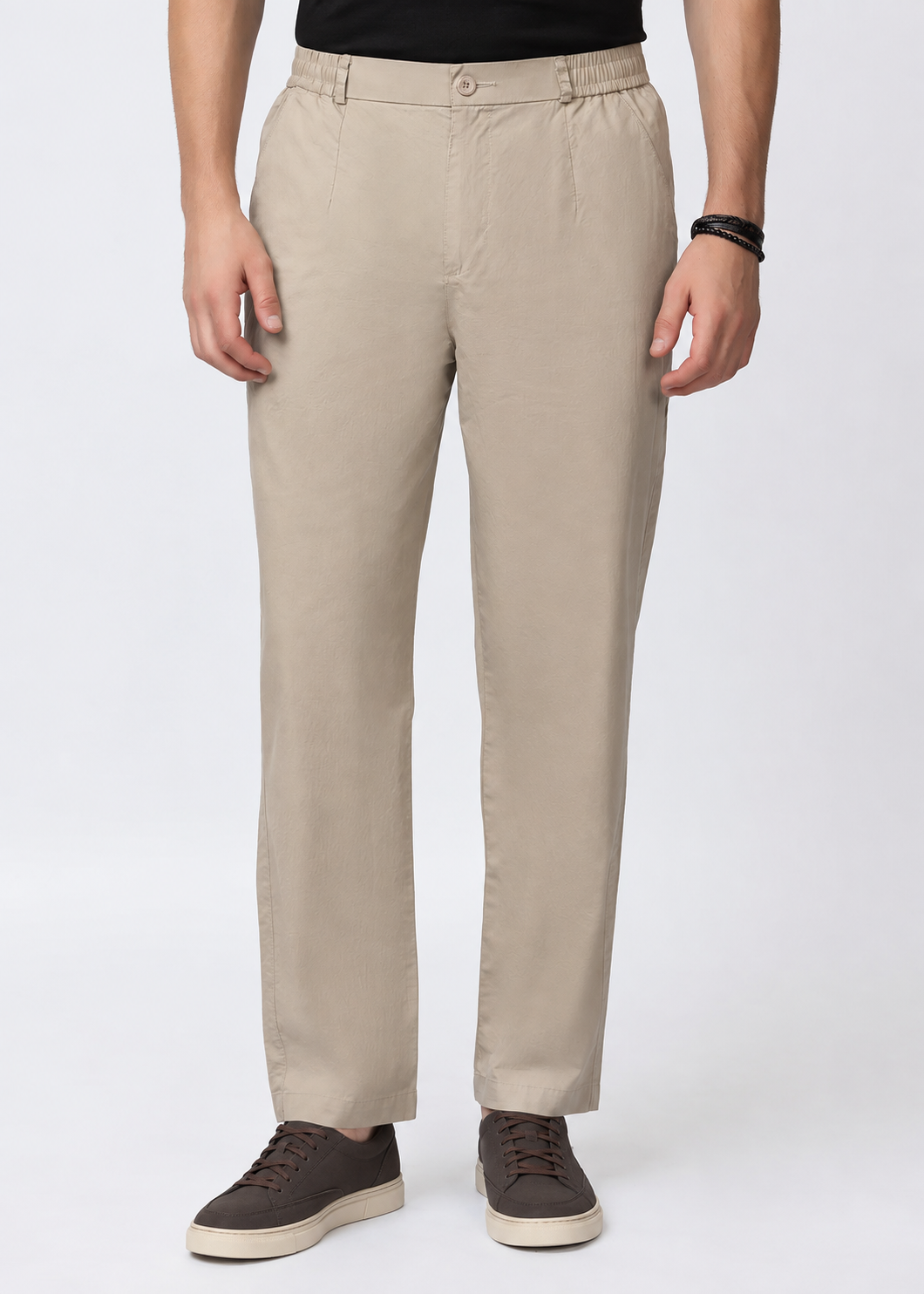 CAMEL COTTON CASUAL TROUSERS