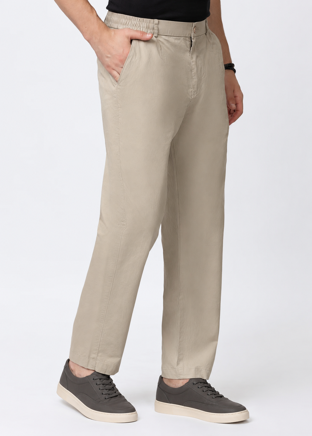 CAMEL COTTON CASUAL TROUSERS